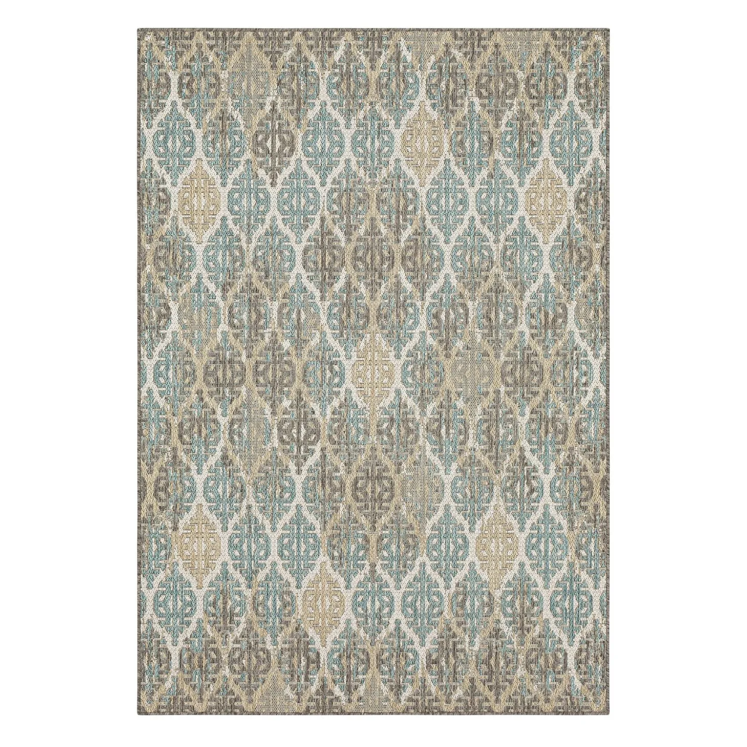 Area Rugs>Plow & Hearth Indoor/Outdoor La Grange Ikat Polypropylene Rug, 4' x 5'6"