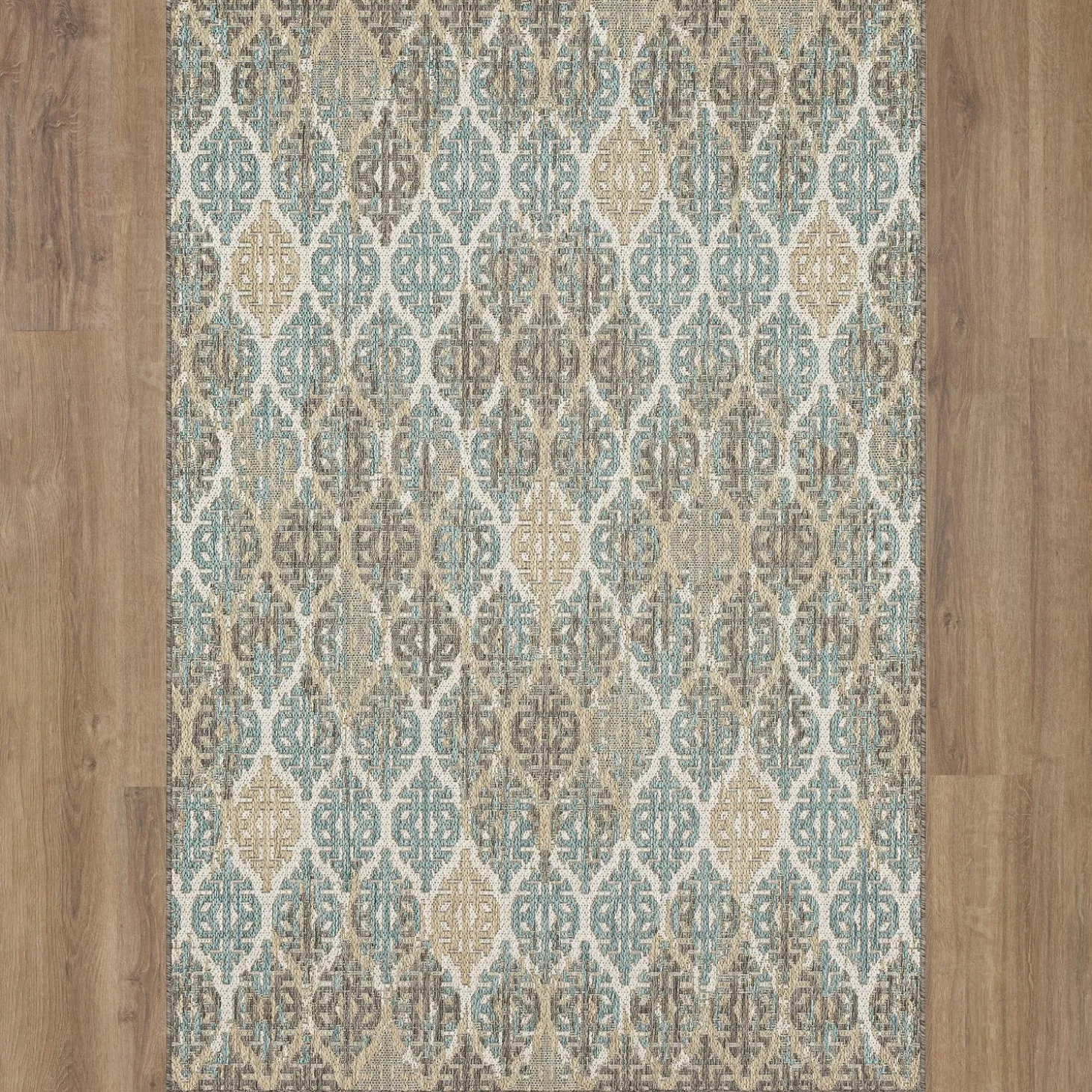 Area Rugs>Plow & Hearth Indoor/Outdoor La Grange Ikat Polypropylene Rug, 4' x 5'6"
