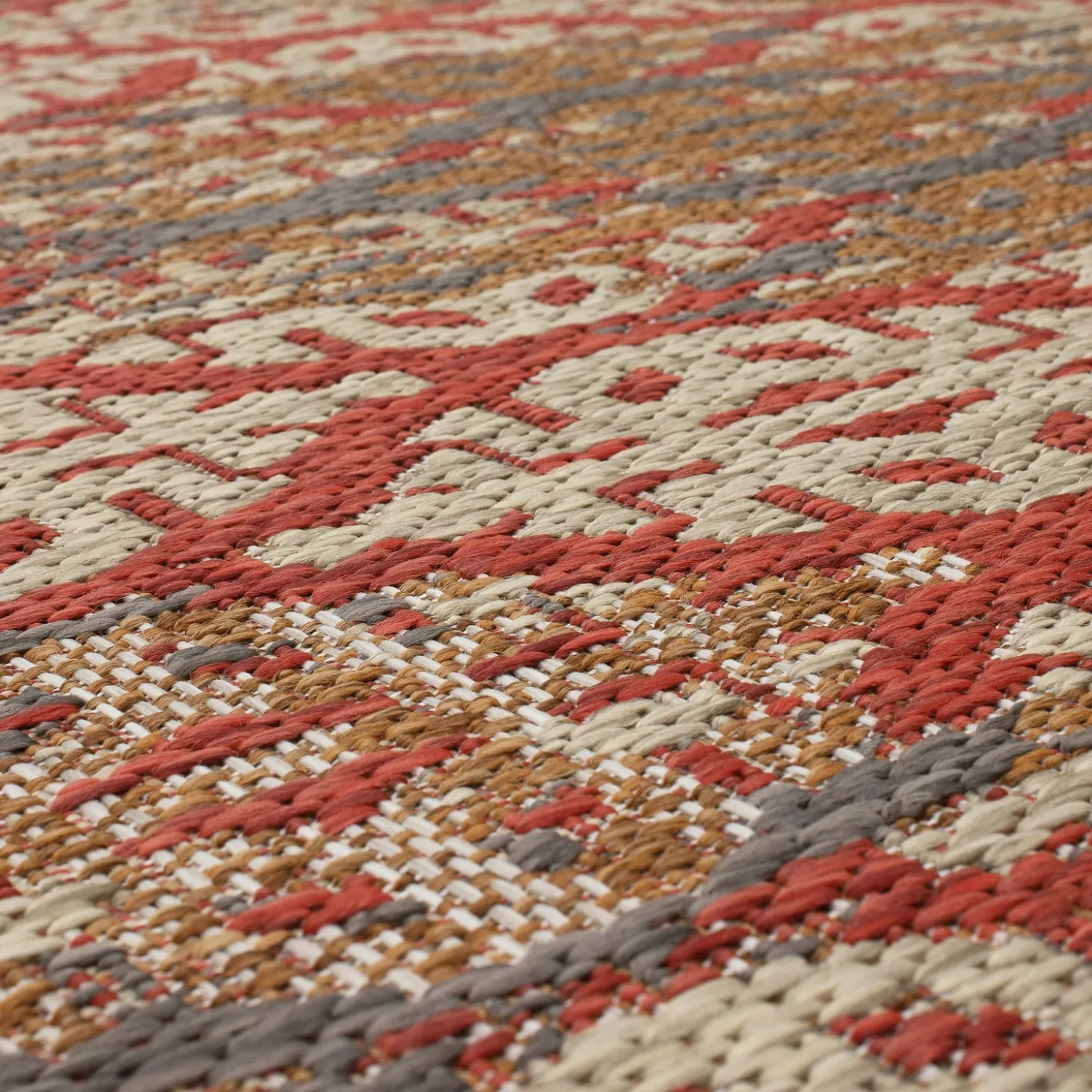 Area Rugs>Plow & Hearth Indoor/Outdoor La Grange Ikat Polypropylene Rug, 4' x 5'6"