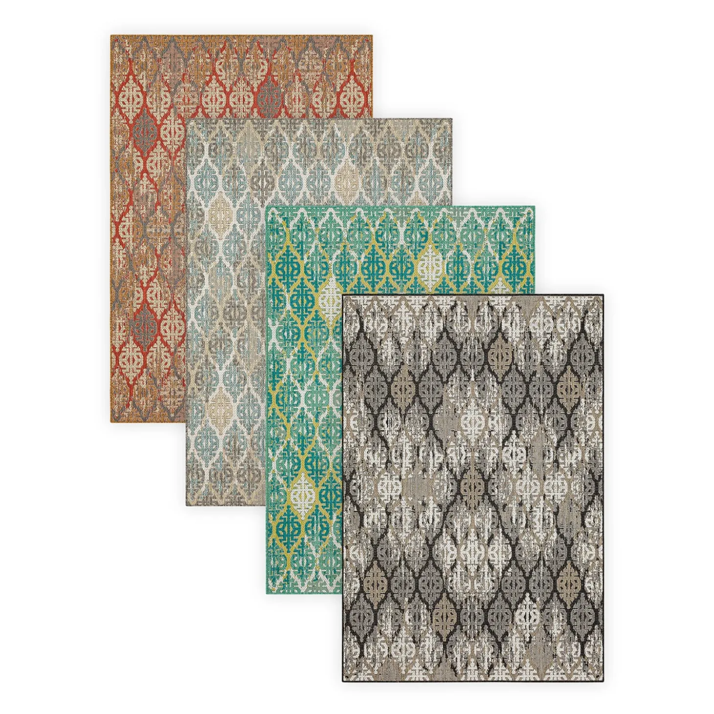 Area Rugs>Plow & Hearth Indoor/Outdoor La Grange Ikat Polypropylene Rug, 5'3" x 7'6"