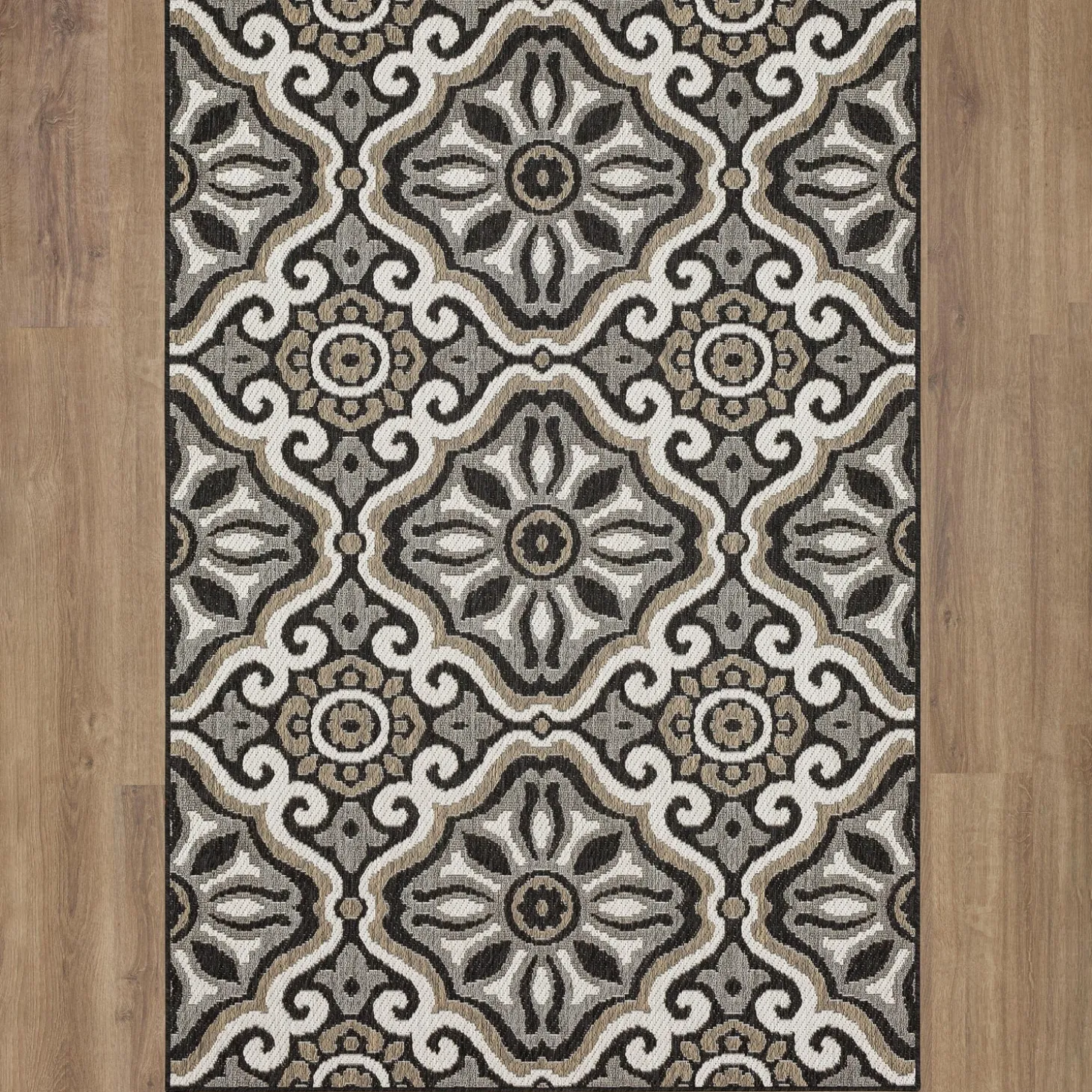 Area Rugs>Plow & Hearth Indoor/Outdoor La Grange Tile Polypropylene Rug, 4' x 5'6"