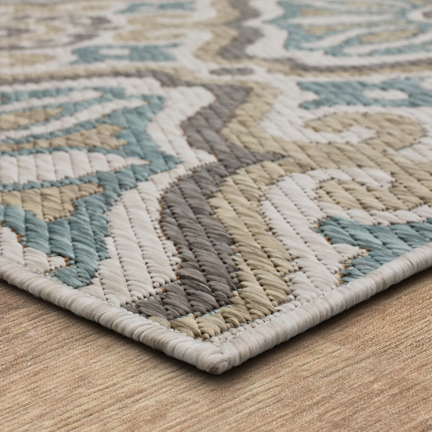 Area Rugs>Plow & Hearth Indoor/Outdoor La Grange Tile Polypropylene Rug, 4' x 5'6"