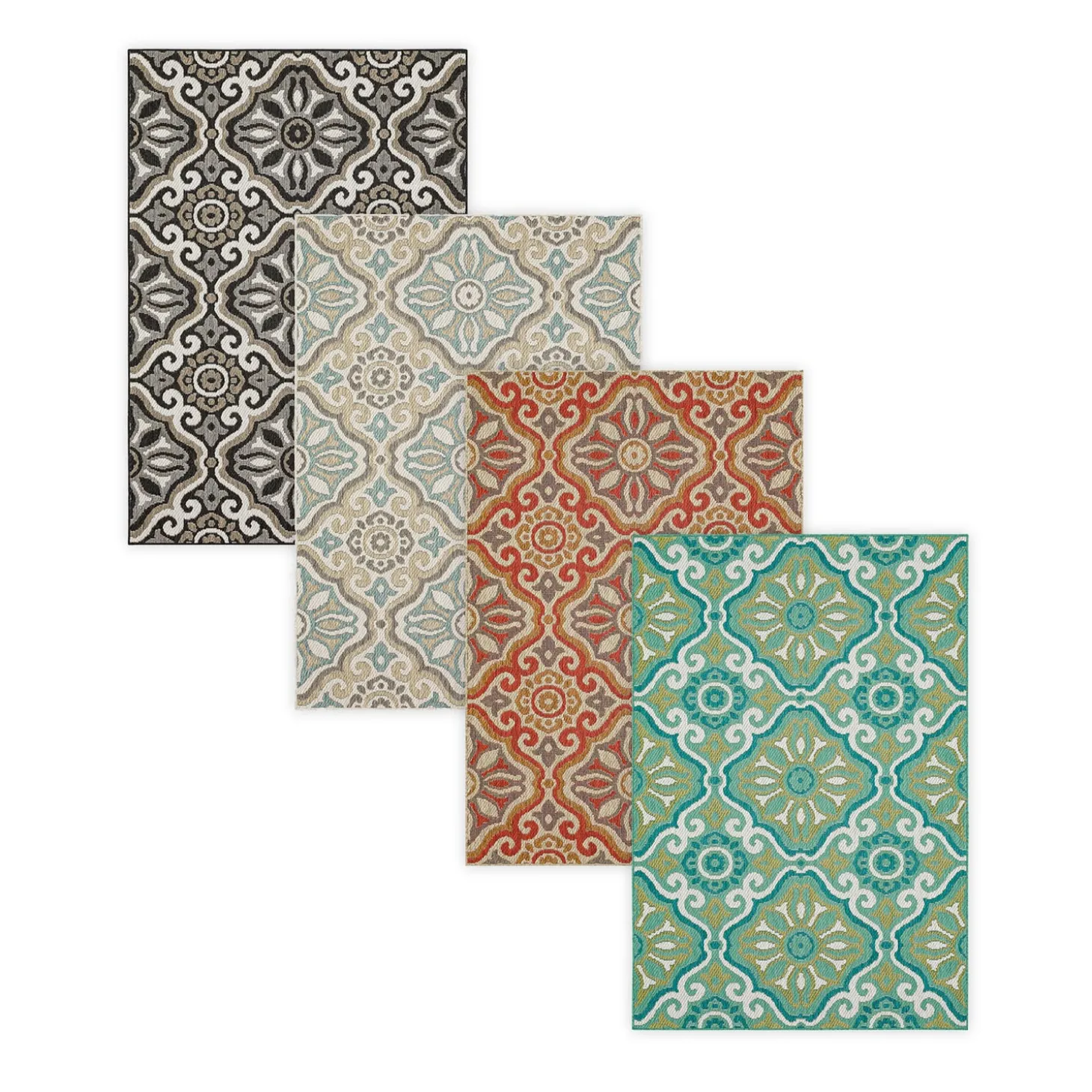 Area Rugs>Plow & Hearth Indoor/Outdoor La Grange Tile Polypropylene Rug, 4' x 5'6"