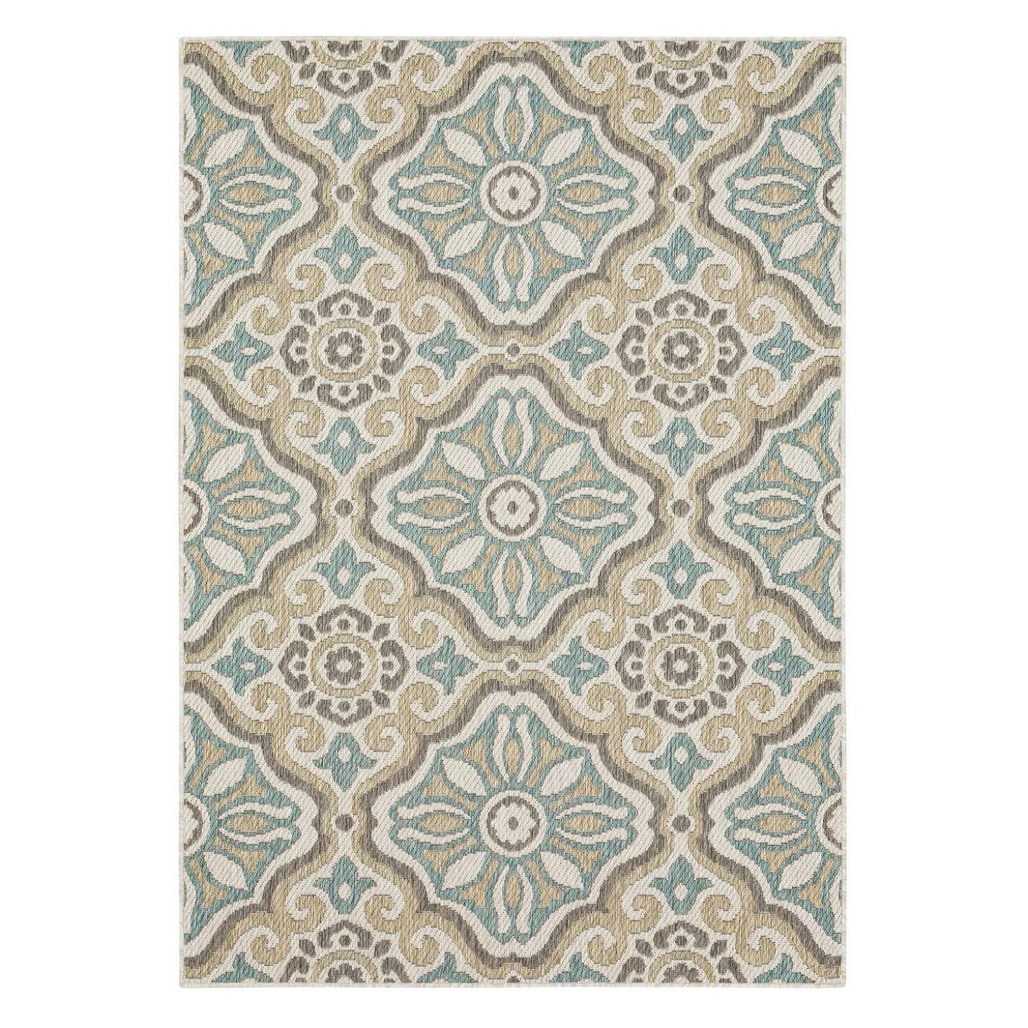Area Rugs>Plow & Hearth Indoor/Outdoor La Grange Tile Polypropylene Rug, 4' x 5'6"