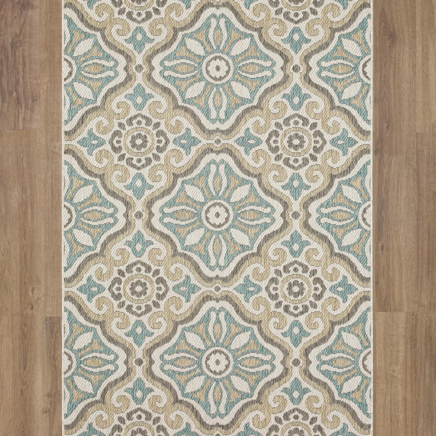 Area Rugs>Plow & Hearth Indoor/Outdoor La Grange Tile Polypropylene Rug, 4' x 5'6"