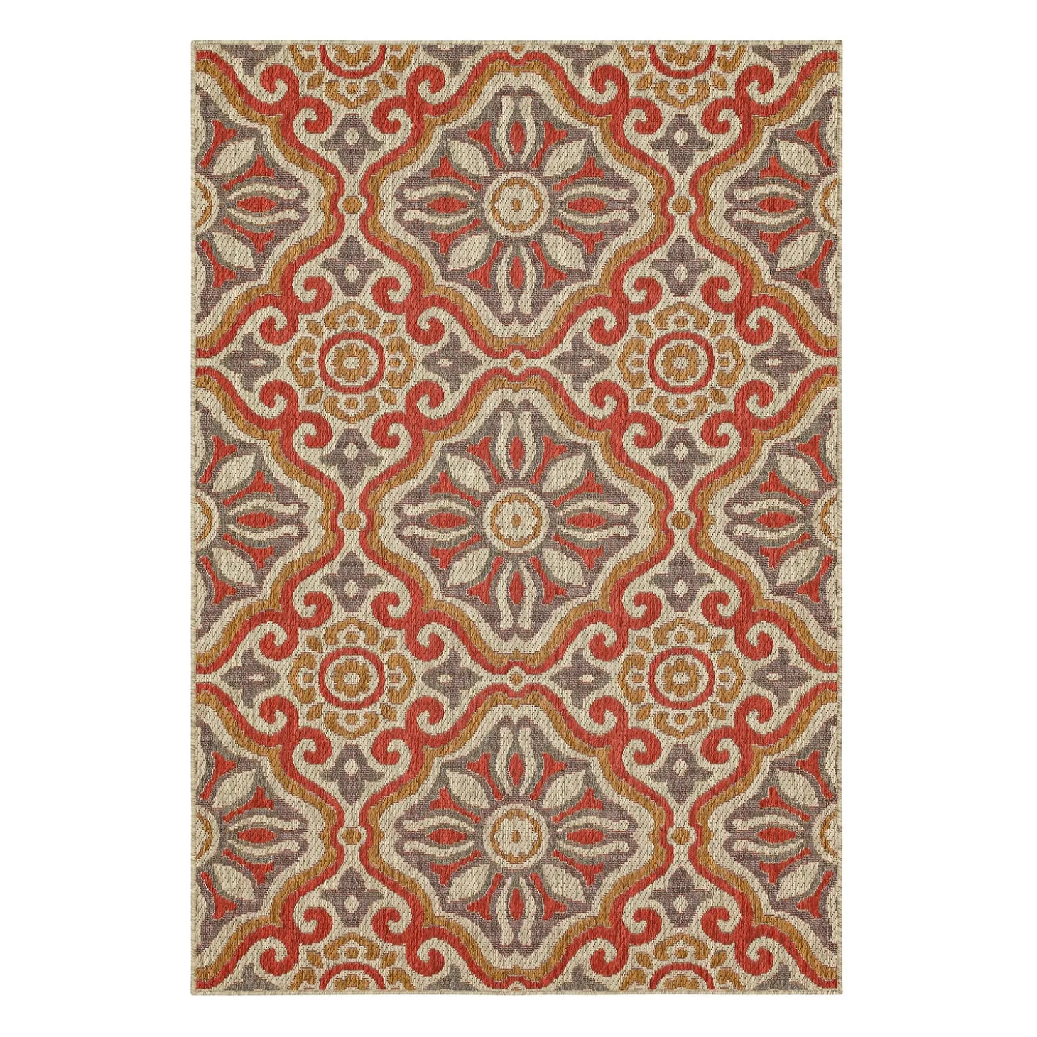 Area Rugs>Plow & Hearth Indoor/Outdoor La Grange Tile Polypropylene Rug, 4' x 5'6"