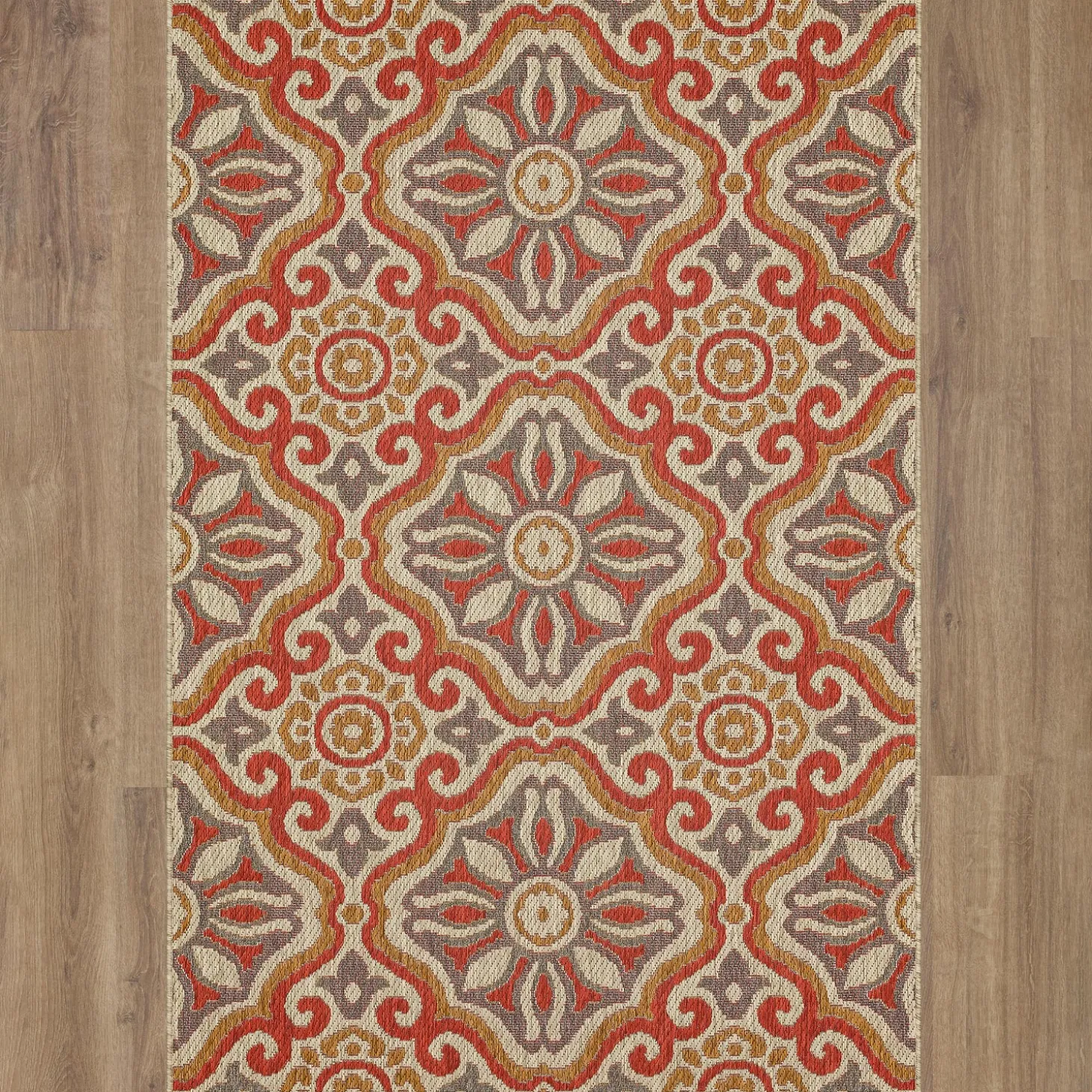 Area Rugs>Plow & Hearth Indoor/Outdoor La Grange Tile Polypropylene Rug, 4' x 5'6"