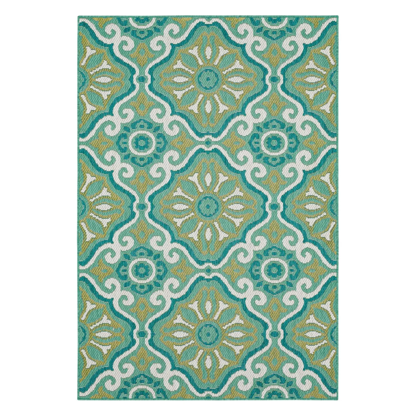Area Rugs>Plow & Hearth Indoor/Outdoor La Grange Tile Polypropylene Rug, 4' x 5'6"