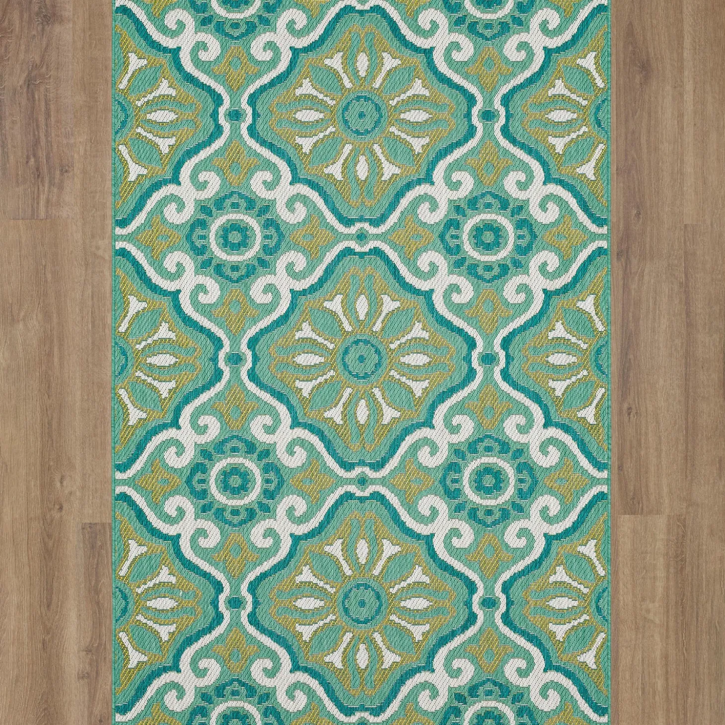 Area Rugs>Plow & Hearth Indoor/Outdoor La Grange Tile Polypropylene Rug, 4' x 5'6"