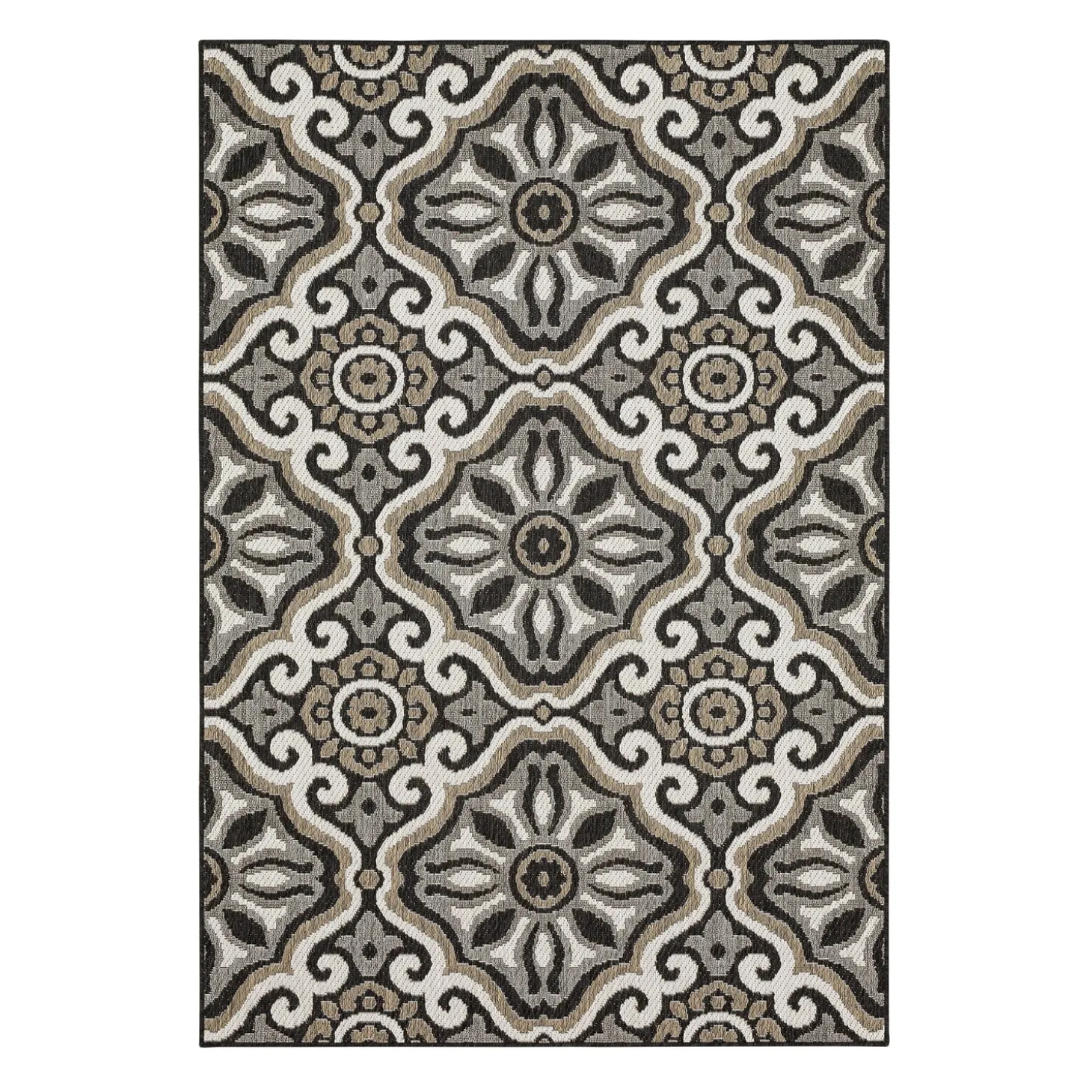 Area Rugs>Plow & Hearth Indoor/Outdoor La Grange Tile Polypropylene Rug, 4' x 5'6"