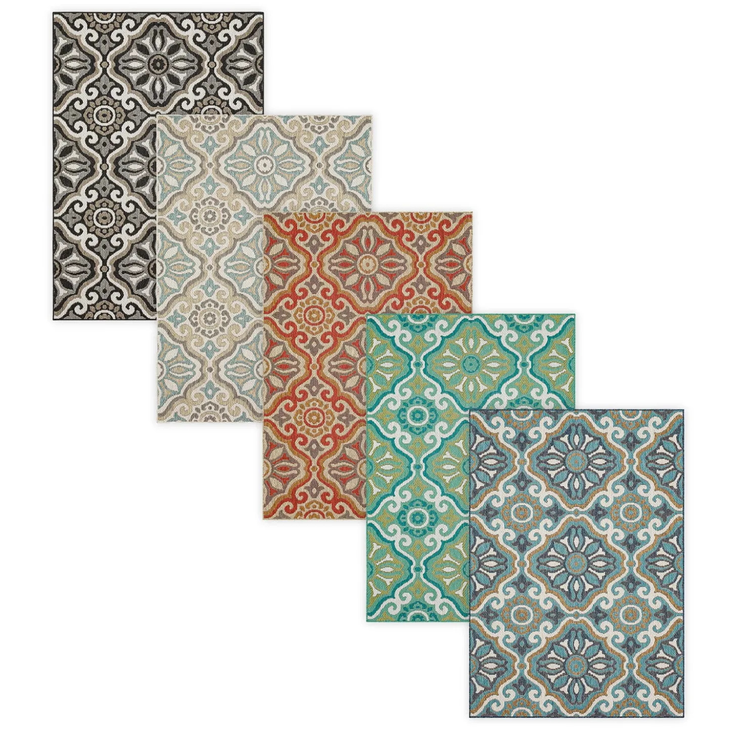 Area Rugs>Plow & Hearth Indoor/Outdoor La Grange Tile Polypropylene Rug, 2'5" x 6' Runner