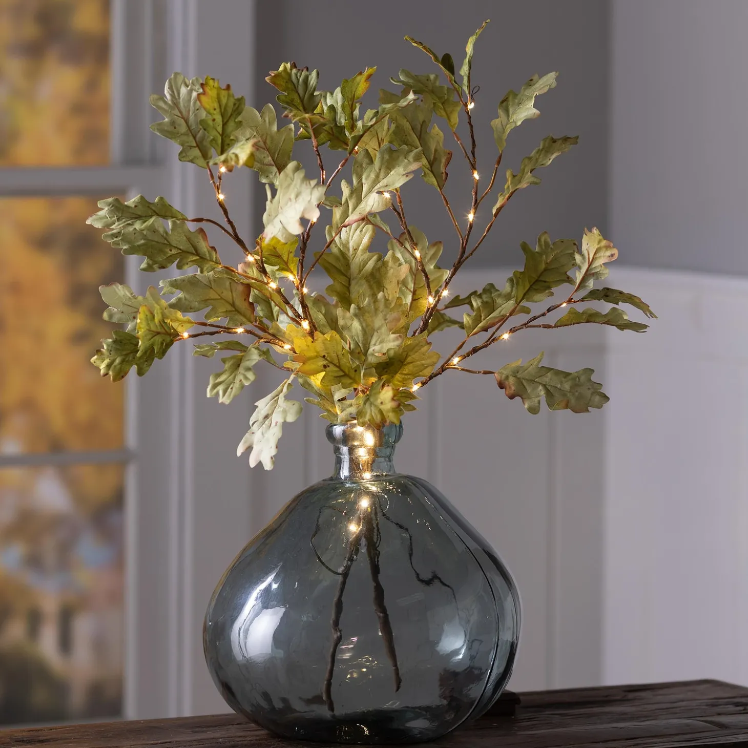 Faux Flowers & Plants | Lighted Trees & Garlands>Plow & Hearth Indoor/Outdoor Lighted Moss Oak Branches, Set of 2