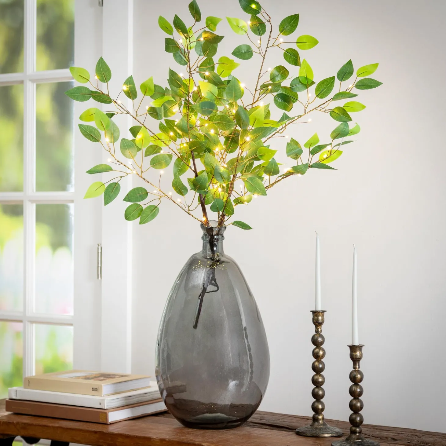 Faux Flowers & Plants | Lighted Trees & Garlands>Plow & Hearth Indoor/Outdoor Micro LED Lighted Ficus Branches