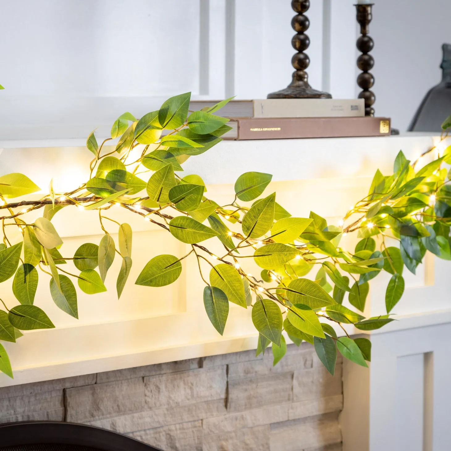 Faux Flowers & Plants | Lighted Trees & Garlands>Plow & Hearth Indoor/Outdoor Micro LED Lighted Ficus Garland