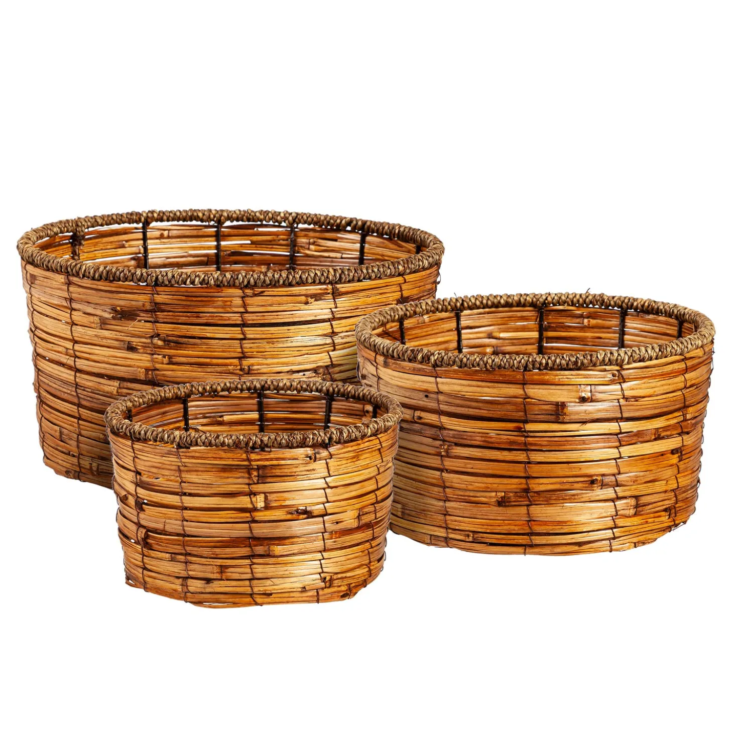 Planters & Plant Stands | Planters & Vases>Plow & Hearth Indoor/Outdoor Nested Reed Basket Planters, Set of 3