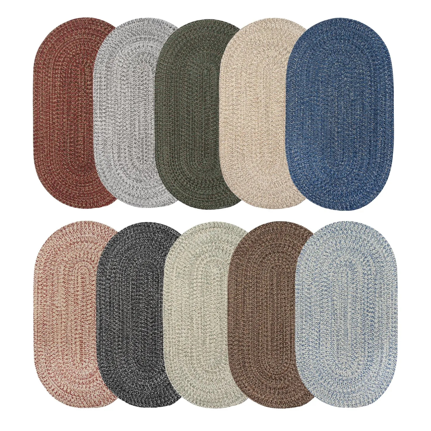 Area Rugs>Plow & Hearth Indoor/Outdoor Oval Pine Creek Braided Polypropylene Rug, 3' x 5'
