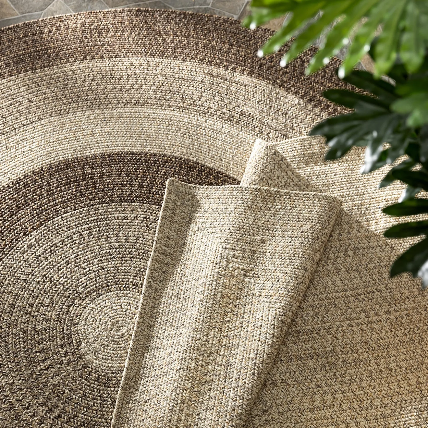 Area Rugs>Plow & Hearth Indoor/Outdoor Oval Woodridge Braided Polypropylene Rug, 7'6" Round
