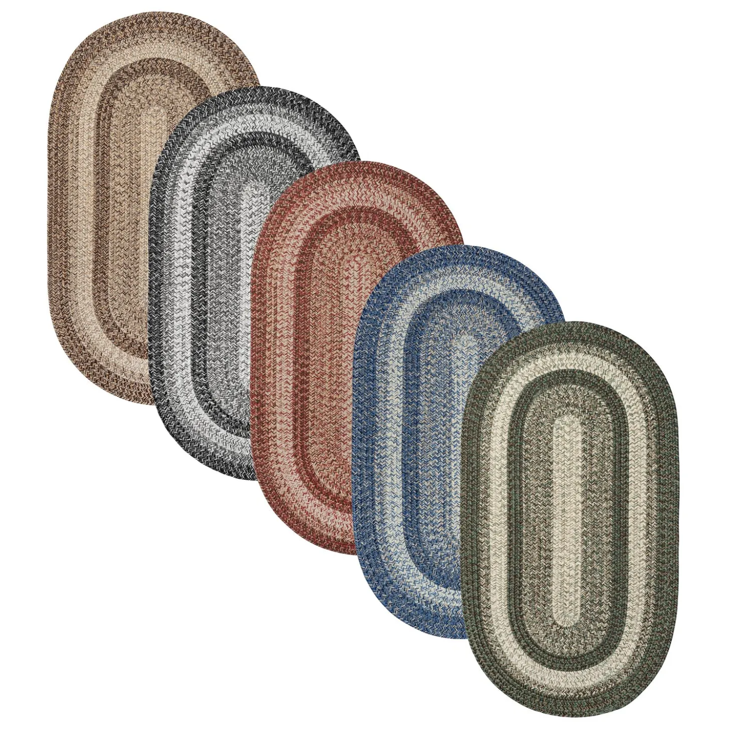 Area Rugs>Plow & Hearth Indoor/Outdoor Oval Woodridge Braided Polypropylene Rug, 7'6" Round