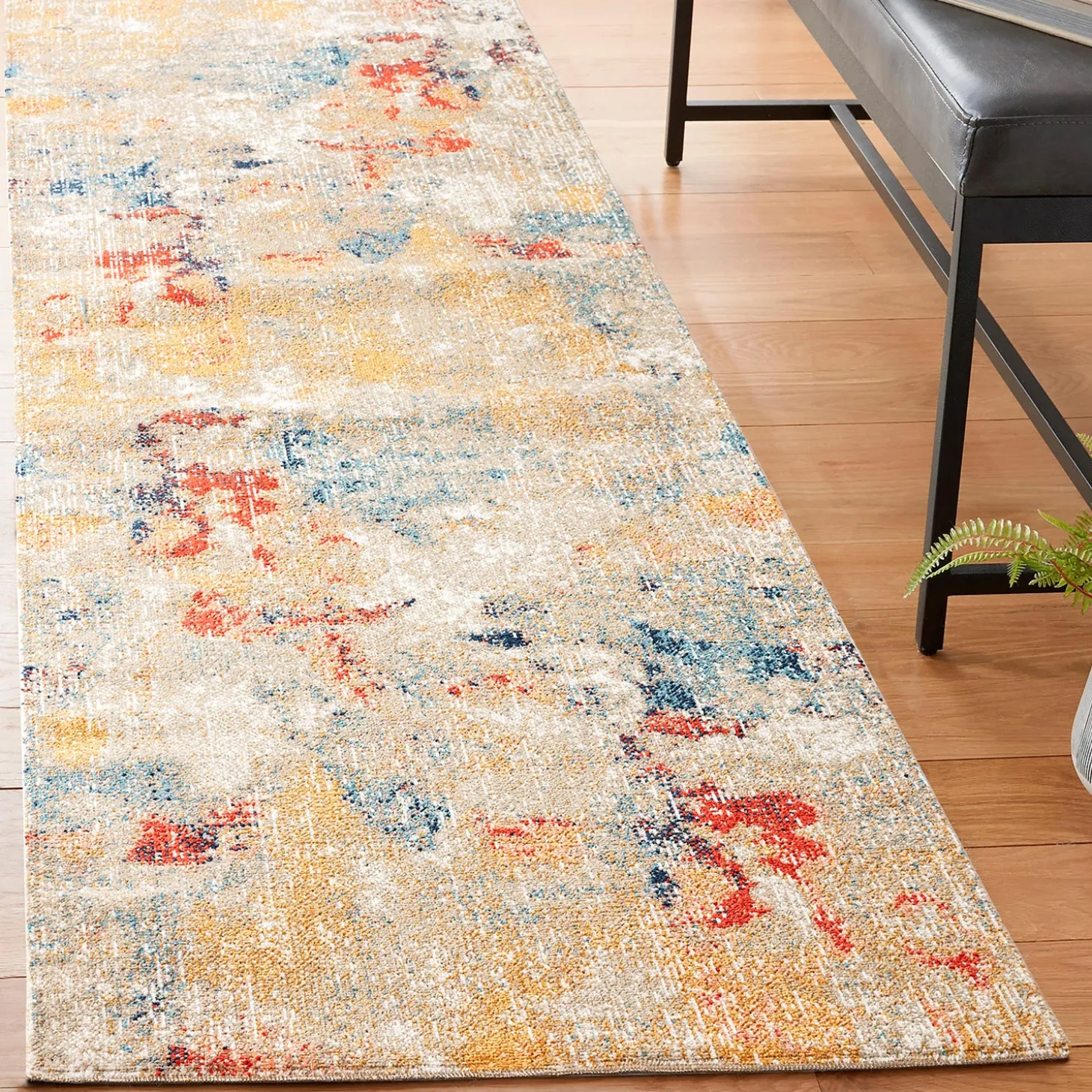 Area Rugs>Plow & Hearth Indoor/Outdoor Penelope Watercolor Rug, 2'7" x 8'1" Runner Multi-color