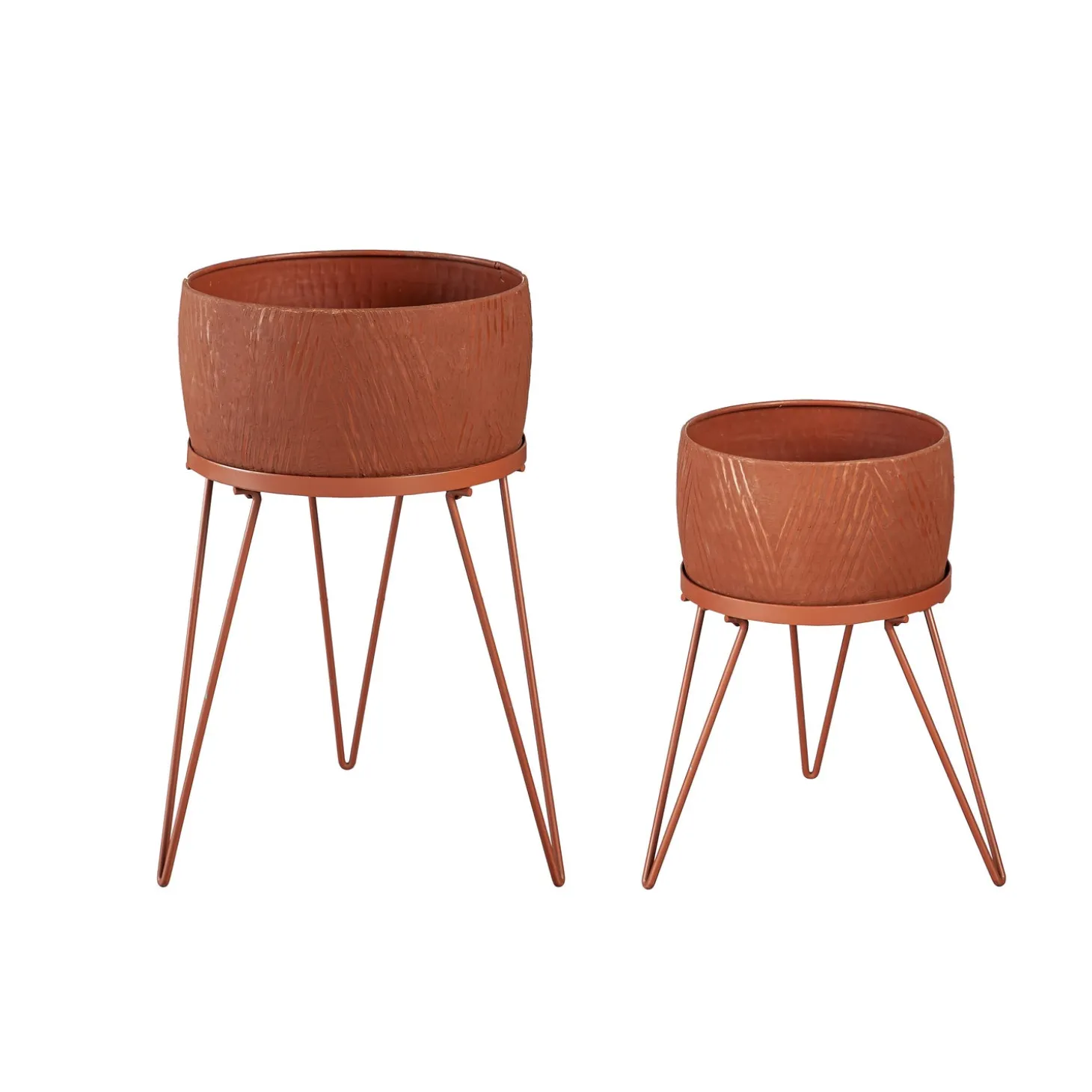Planters & Plant Stands>Plow & Hearth Indoor/Outdoor Planters with Legs with Terra Cotta Finish, Set of 2