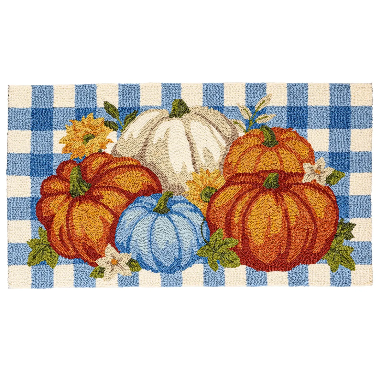 Hooked Rugs>Plow & Hearth Indoor/Outdoor Pumpkin Patch Polypropylene Accent Rug 24"x42"