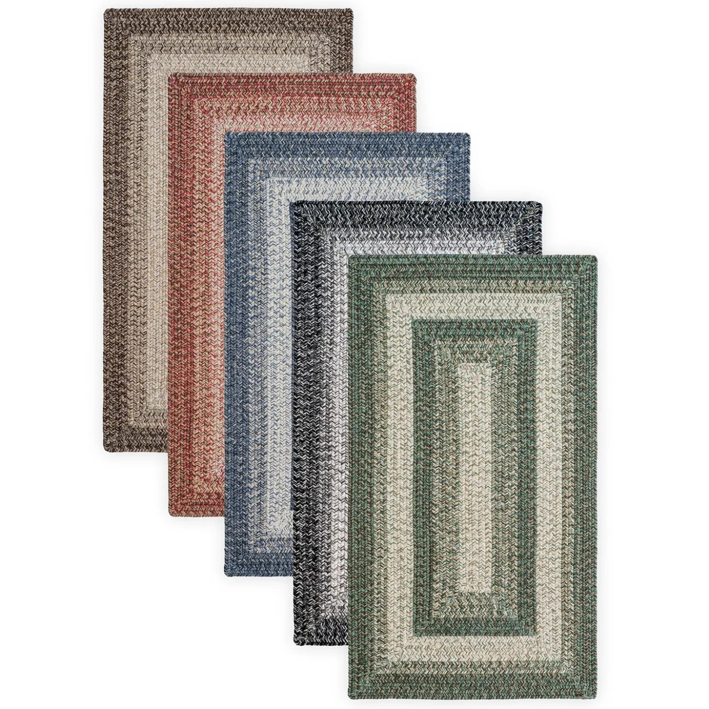 Area Rugs>Plow & Hearth Indoor/Outdoor Rectangle Woodridge Braided Polypropylene Rug, 5'6" Square