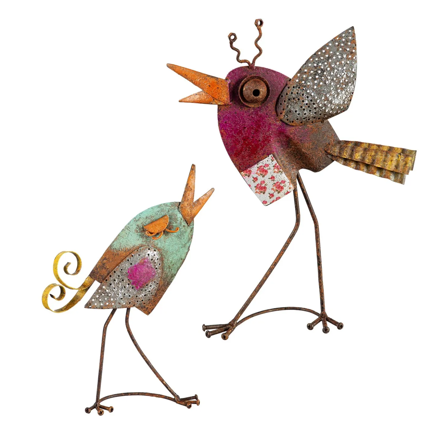 Garden Statues>Plow & Hearth Indoor/Outdoor Rustic Metal Chicks Garden Statues, Set of 2