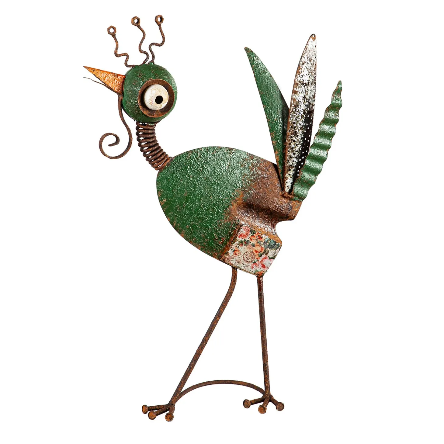 Garden Statues>Plow & Hearth Indoor/Outdoor Rustic Metal Green Chicken Garden Statue