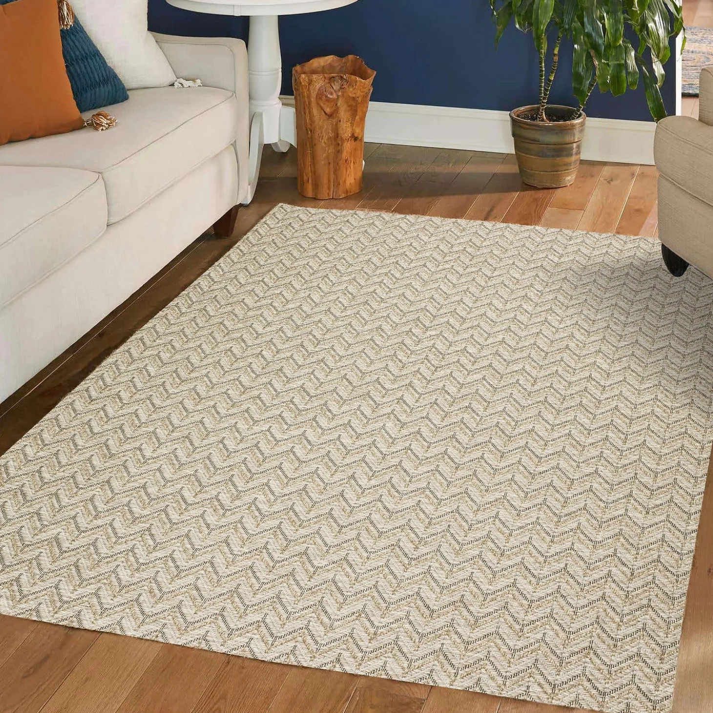 Area Rugs>Plow & Hearth Indoor/Outdoor Santa Anna Chevron Rug, 5'1" x 7'5"