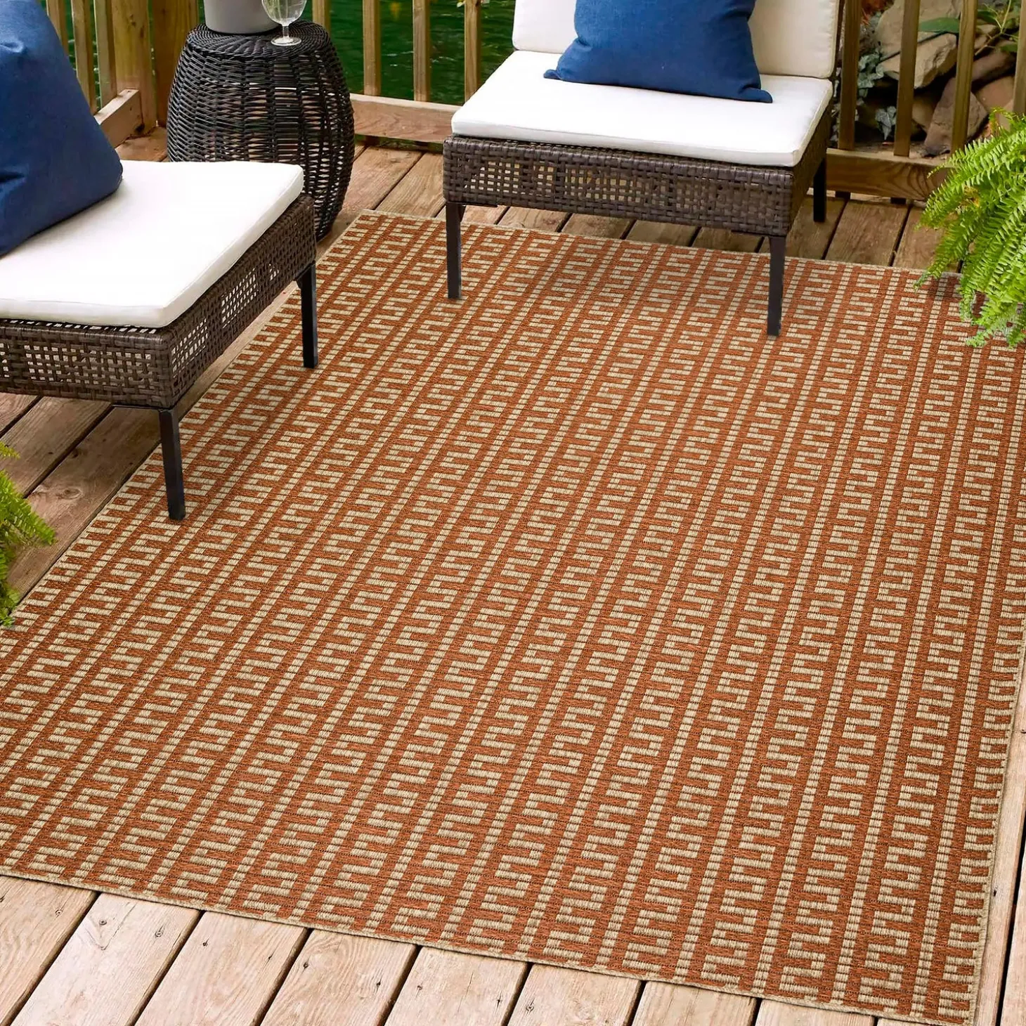 Area Rugs>Plow & Hearth Indoor/Outdoor Santa Anna Chevron Rug, 5'1" x 7'5"