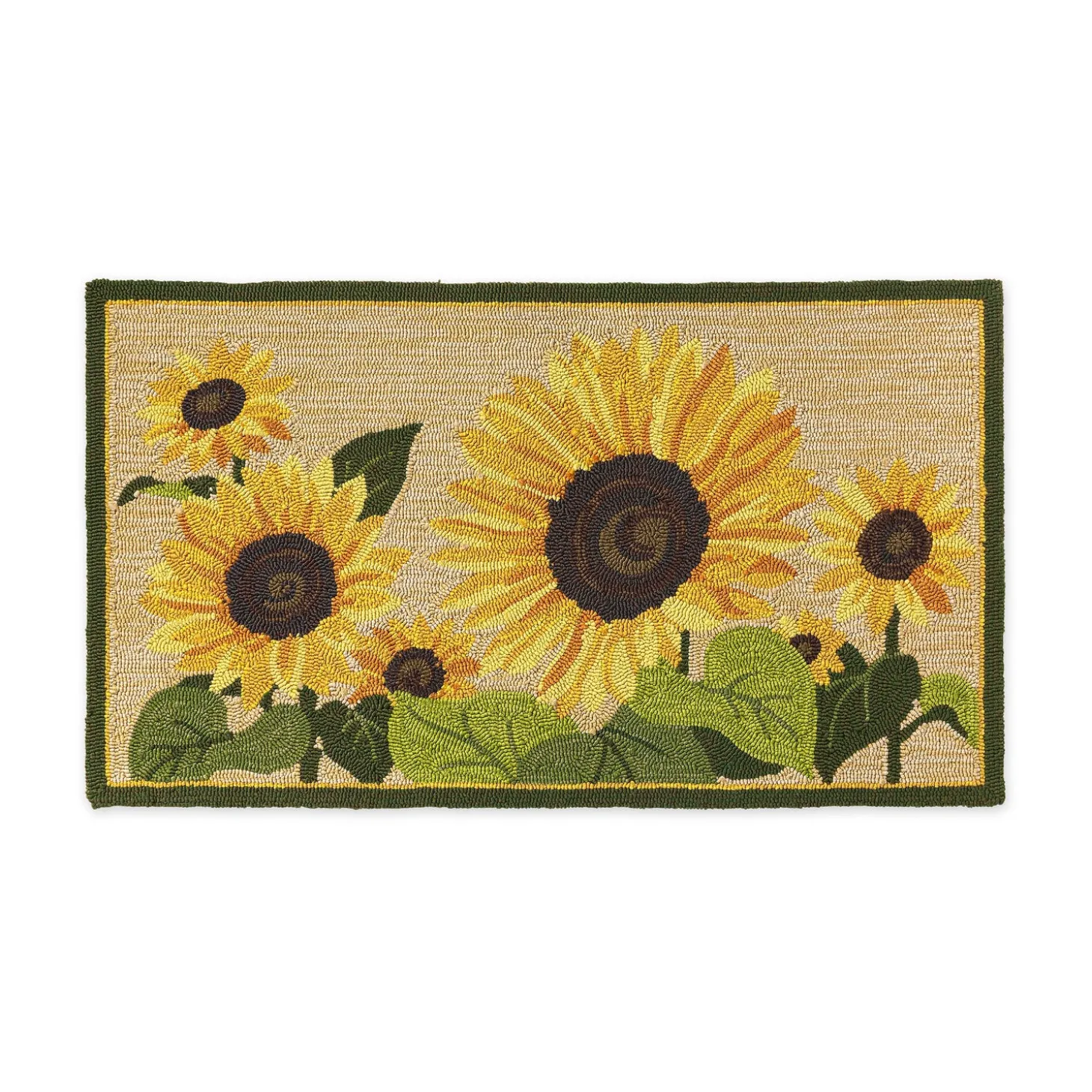 Hooked Rugs>Plow & Hearth Indoor/Outdoor Sunflower Hooked Polypropylene Accent Rug