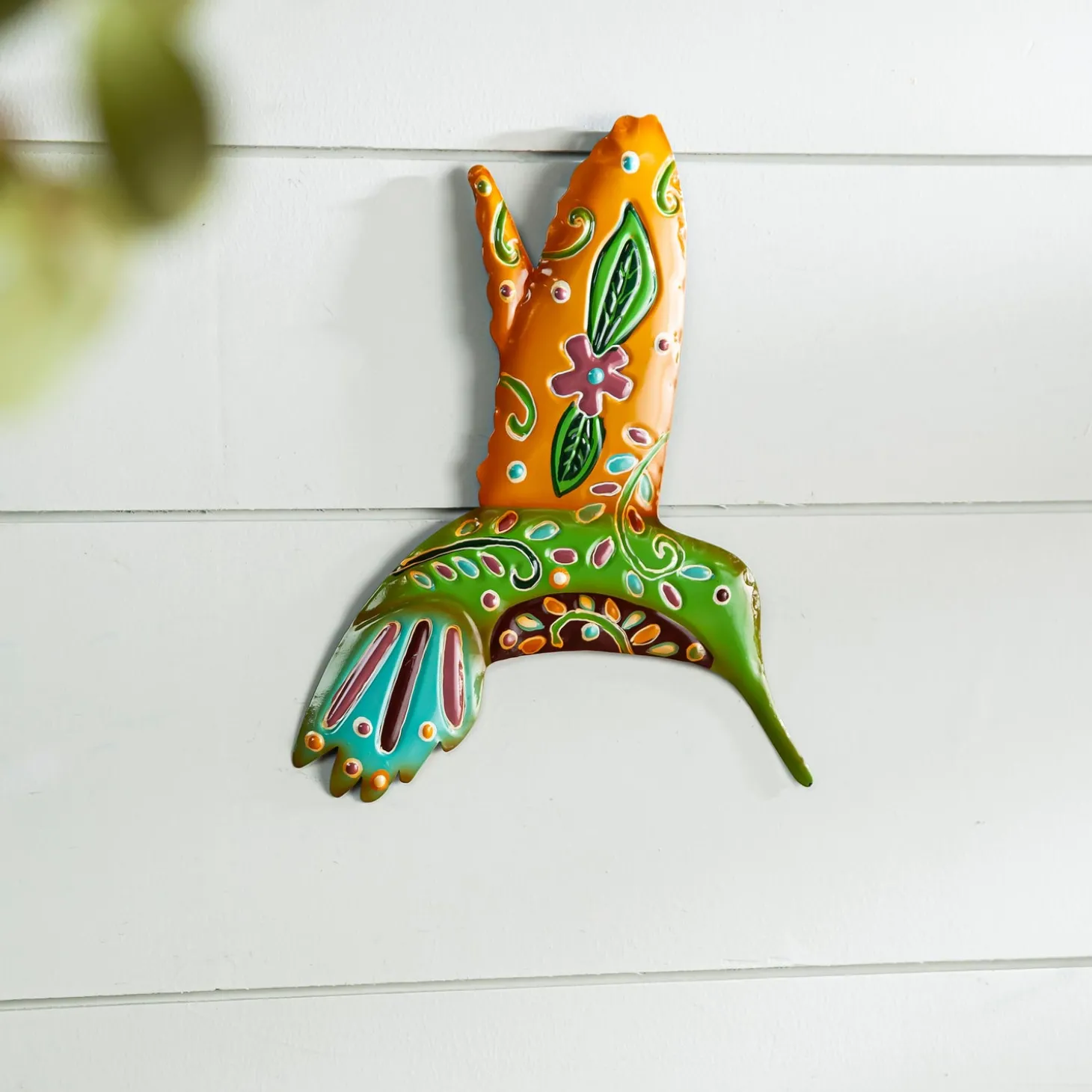 Wall Art>Plow & Hearth Indoor/Outdoor Talavera Hummingbird Wall Art