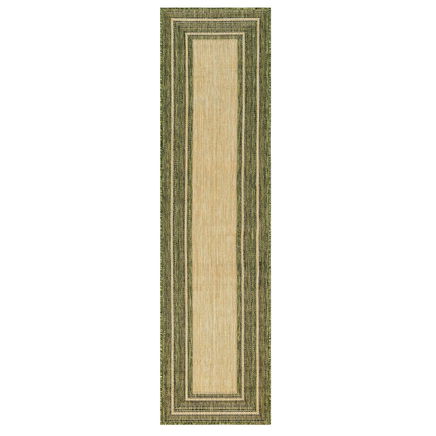 Runners>Plow & Hearth Indoor/Outdoor Textured Polypropylene Border Runner, 23" x 7'6"