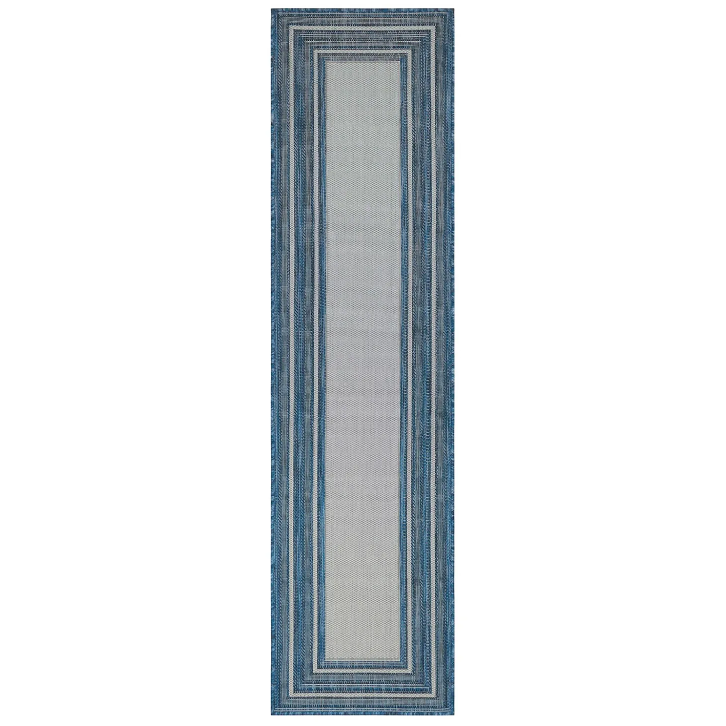Runners>Plow & Hearth Indoor/Outdoor Textured Polypropylene Border Runner, 23" x 7'6"