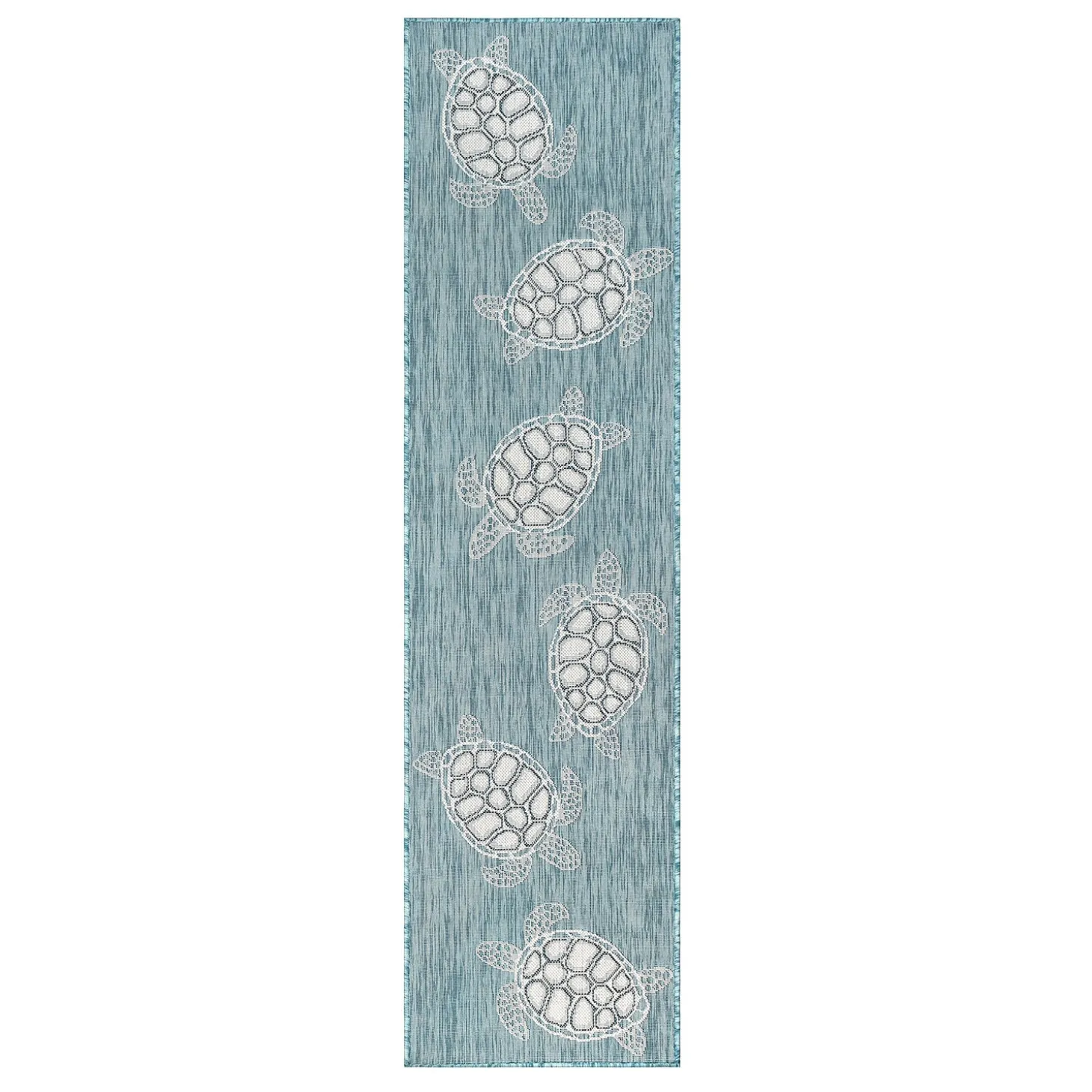 Runners>Plow & Hearth Indoor/Outdoor Textured Sea Turtles Polypropylene Runner, 23" x 7'6"