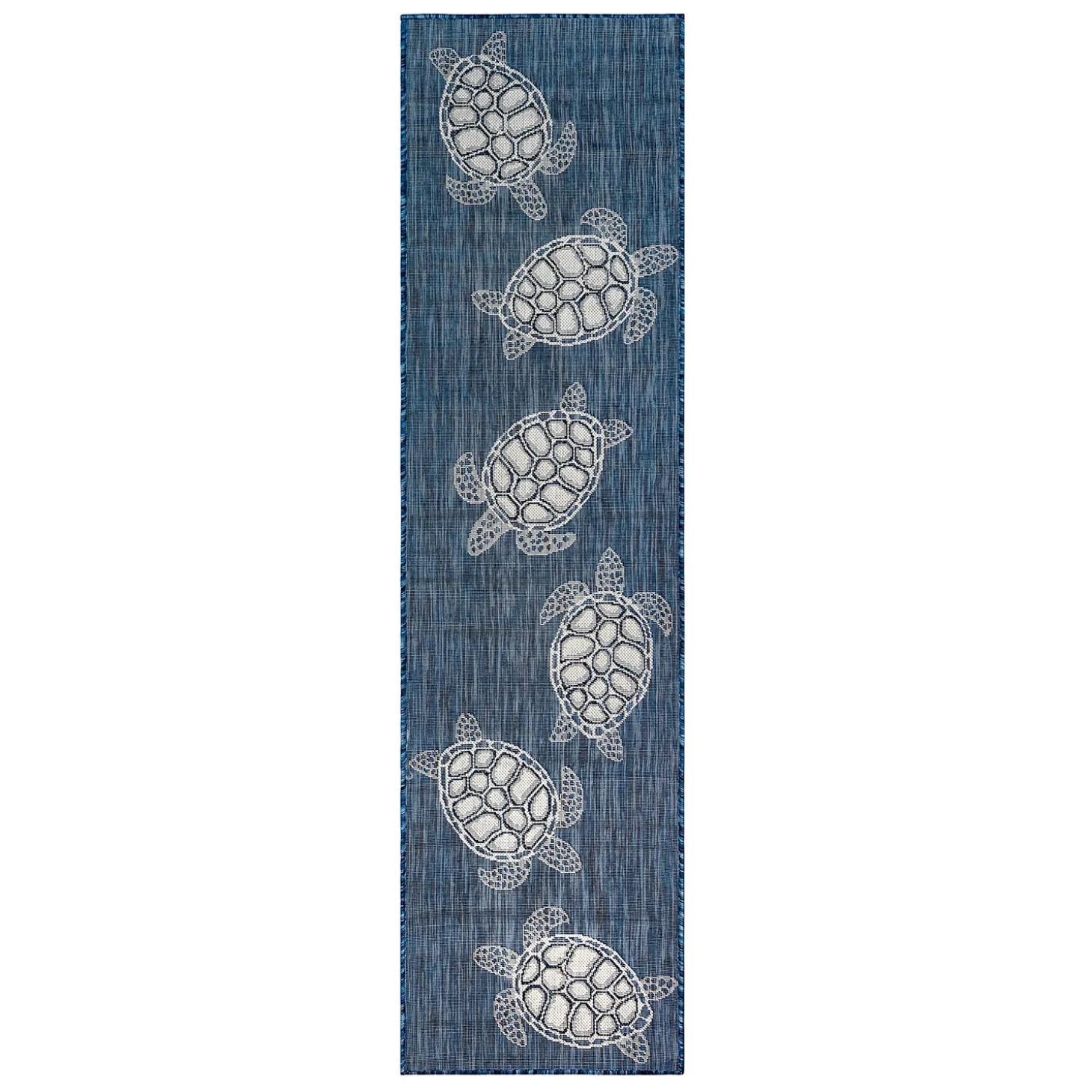 Runners>Plow & Hearth Indoor/Outdoor Textured Sea Turtles Polypropylene Runner, 23" x 7'6"