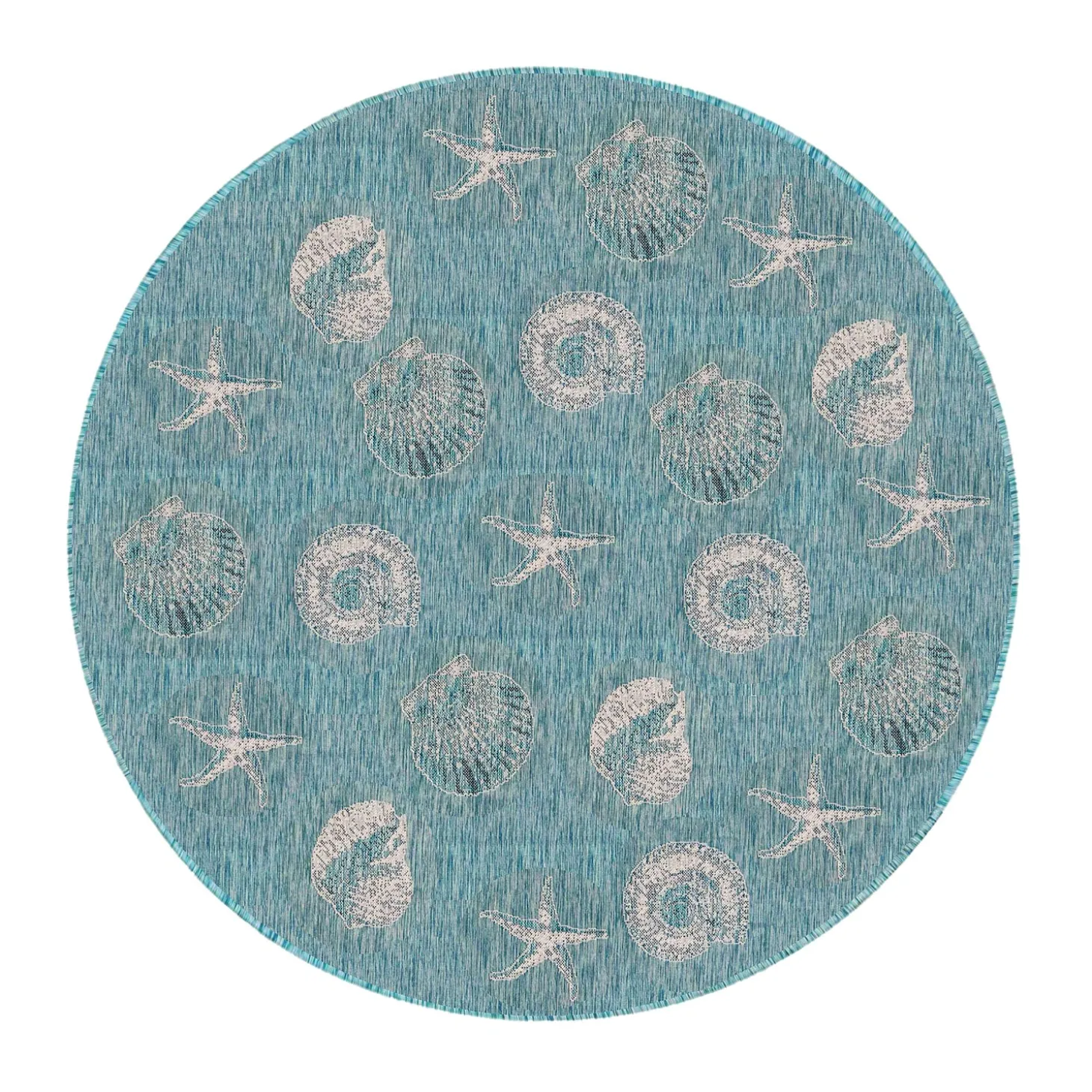 Area Rugs>Plow & Hearth Indoor/Outdoor Textured Shells Polypropylene Rug, 7'10" Round