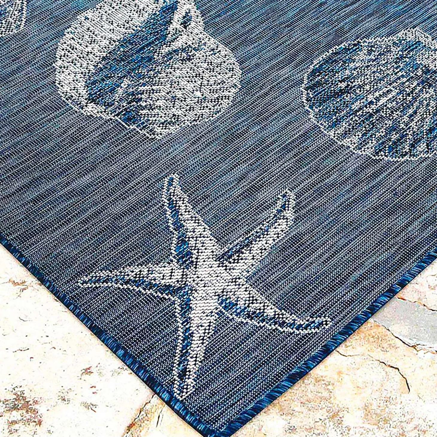 Area Rugs>Plow & Hearth Indoor/Outdoor Textured Shells Polypropylene Rug, 6'6" x 9'4"