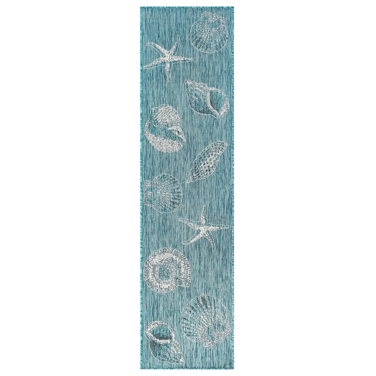 Runners>Plow & Hearth Indoor/Outdoor Textured Shells Polypropylene Runner, 23" x 7'6"