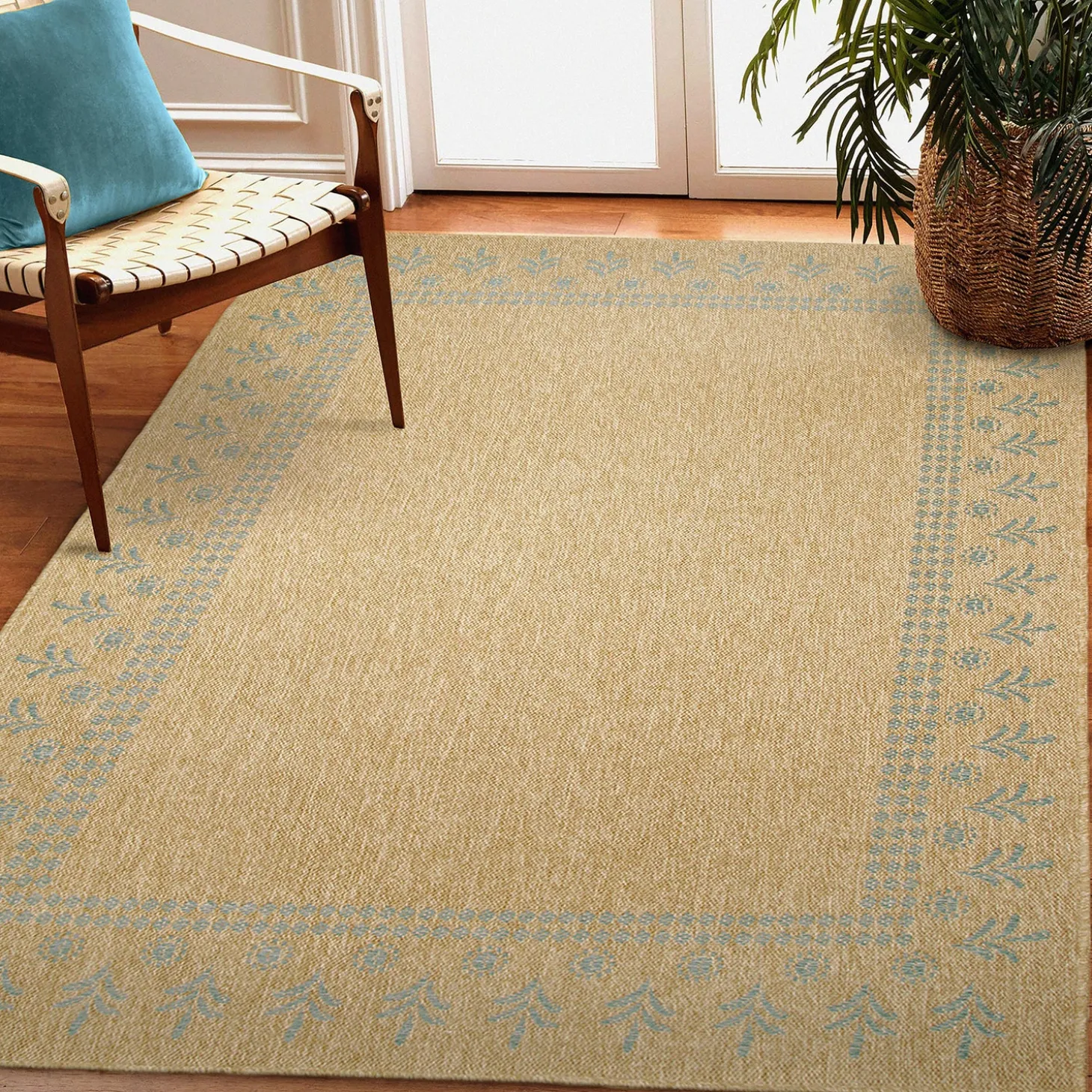 Area Rugs>Plow & Hearth Indoor/Outdoor Toulouse Block Print Rug, 6'6" x 9'4"