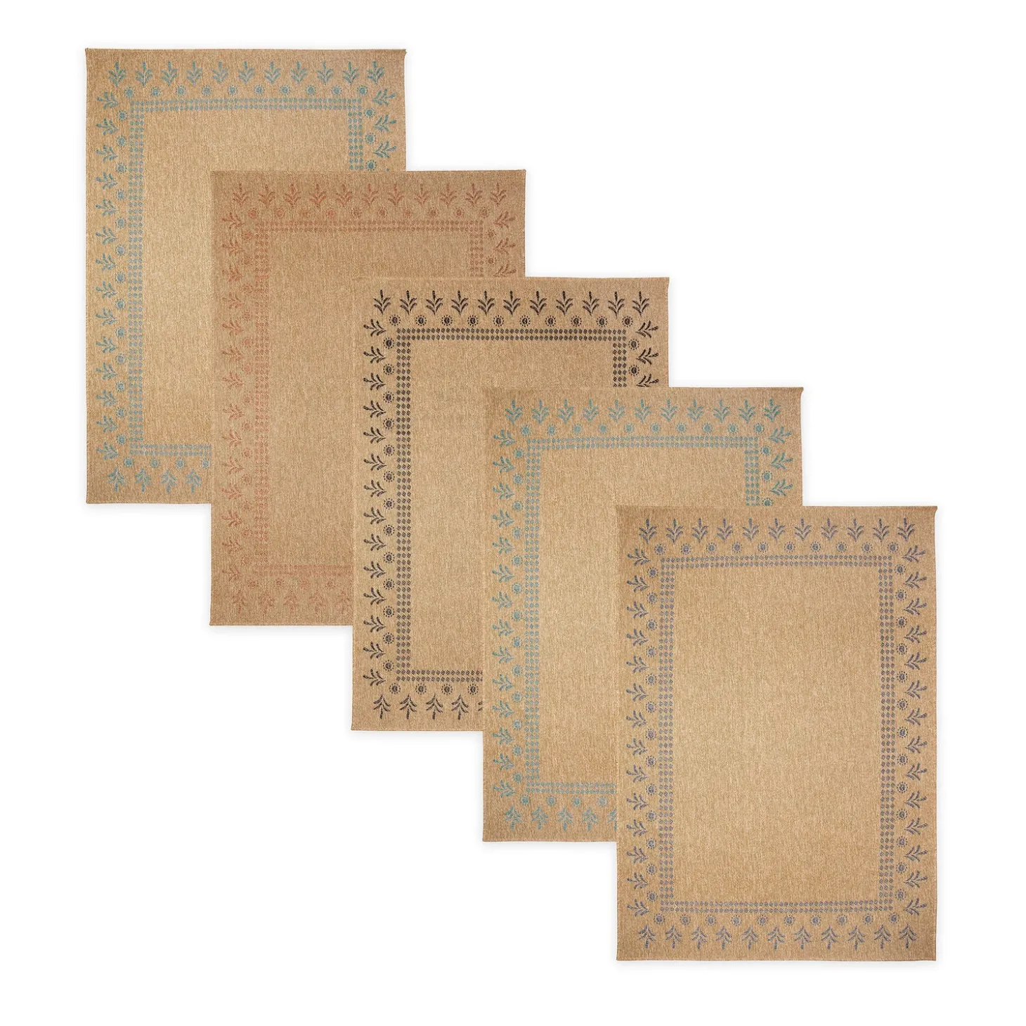 Area Rugs>Plow & Hearth Indoor/Outdoor Toulouse Block Print Rug, 6'6" x 9'4"