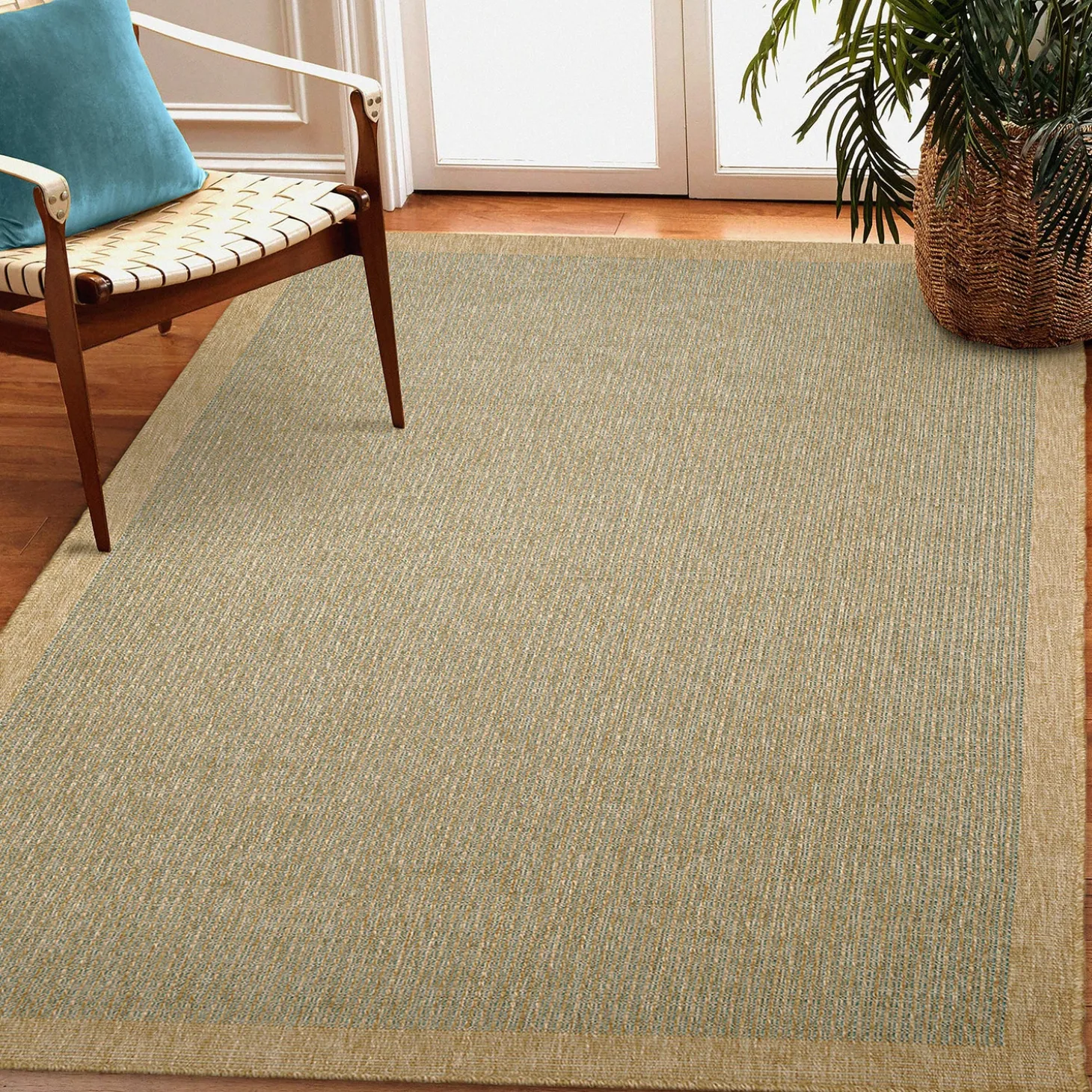 Area Rugs>Plow & Hearth Indoor/Outdoor Toulouse Border Print Rug, 5'3" X 7'3"