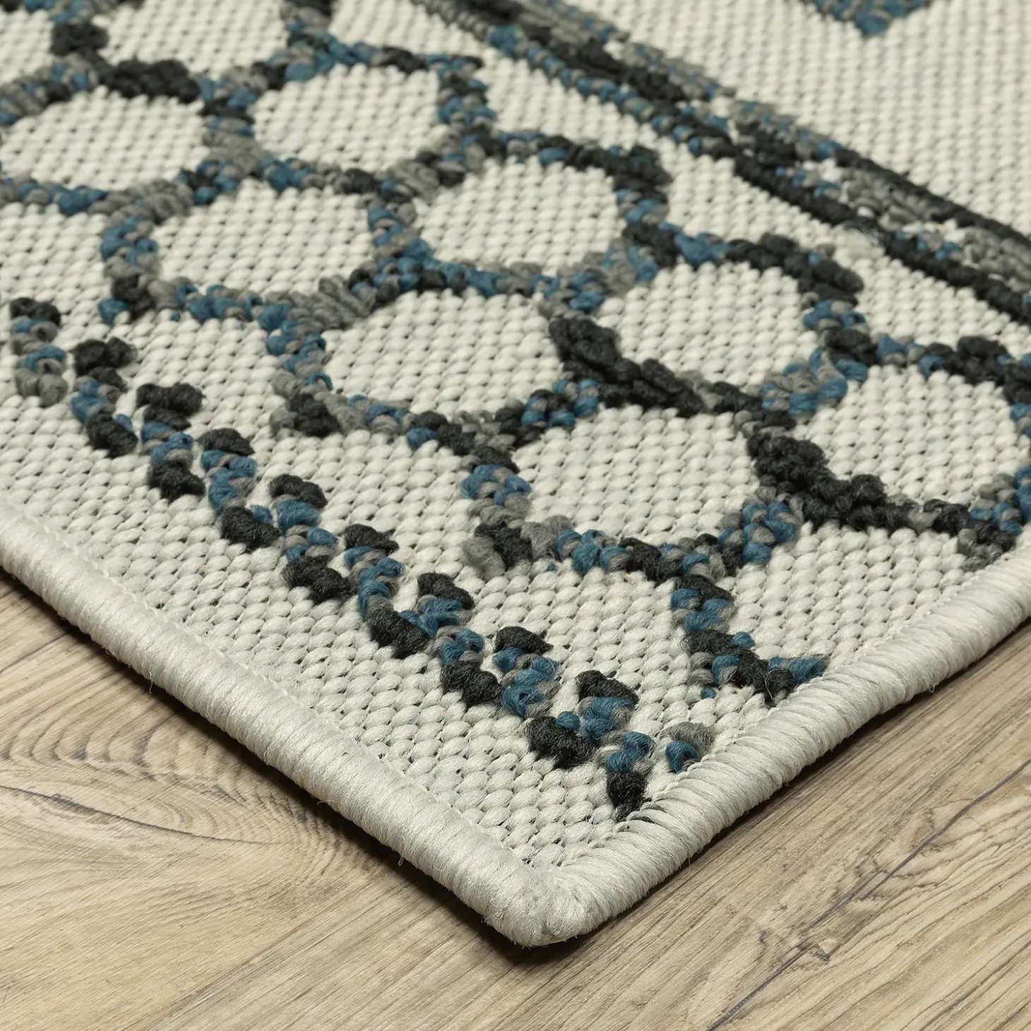 Area Rugs>Plow & Hearth Indoor/Outdoor York Desert Polypropylene Rug, 3'3" x 5' Blue