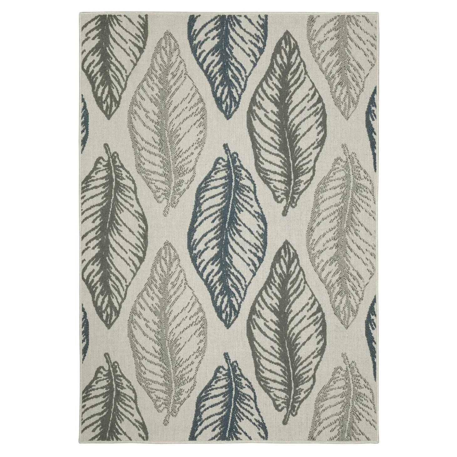 Area Rugs>Plow & Hearth Indoor/Outdoor York Leaves Polypropylene Rug, 5'3" x 7'3" Blue/Green