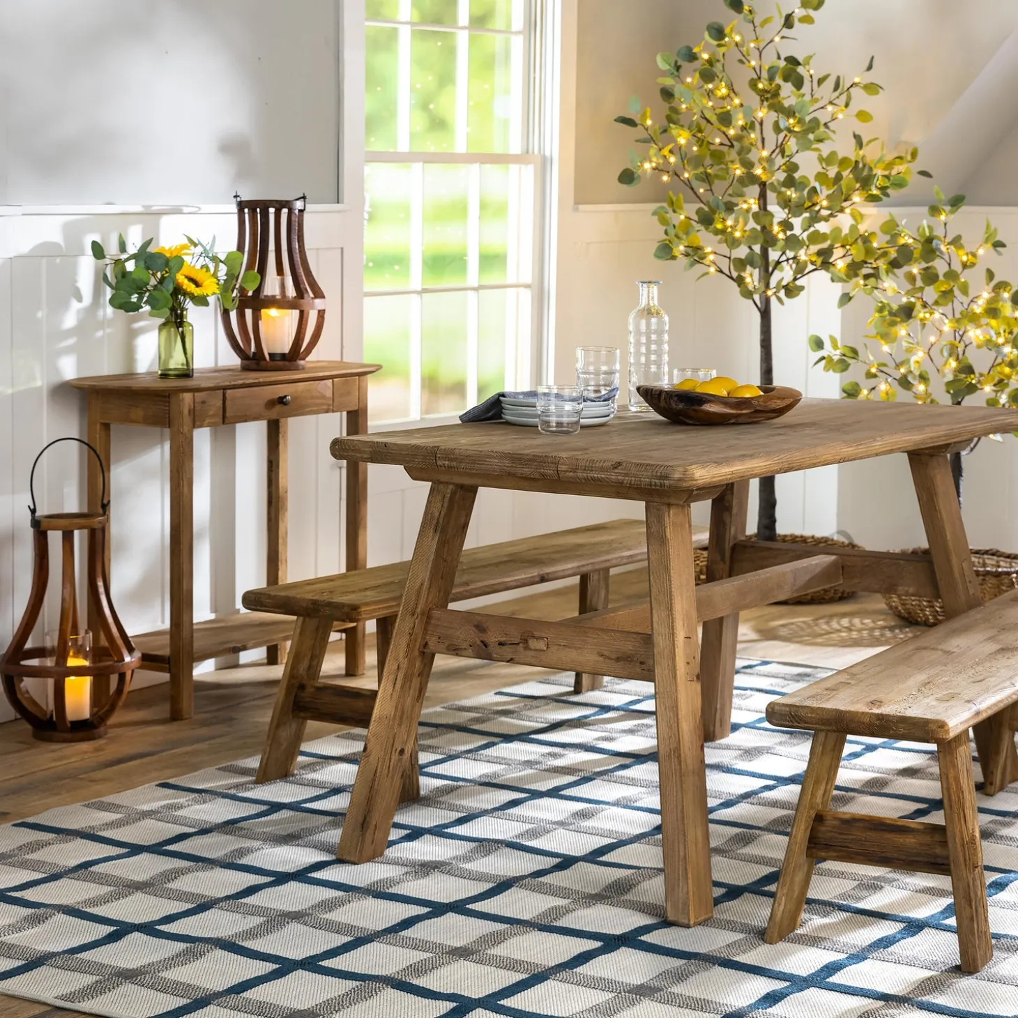 Area Rugs>Plow & Hearth Indoor/Outdoor York Windowpane Polypropylene Rug, 7'10" x 10' Blue/Green