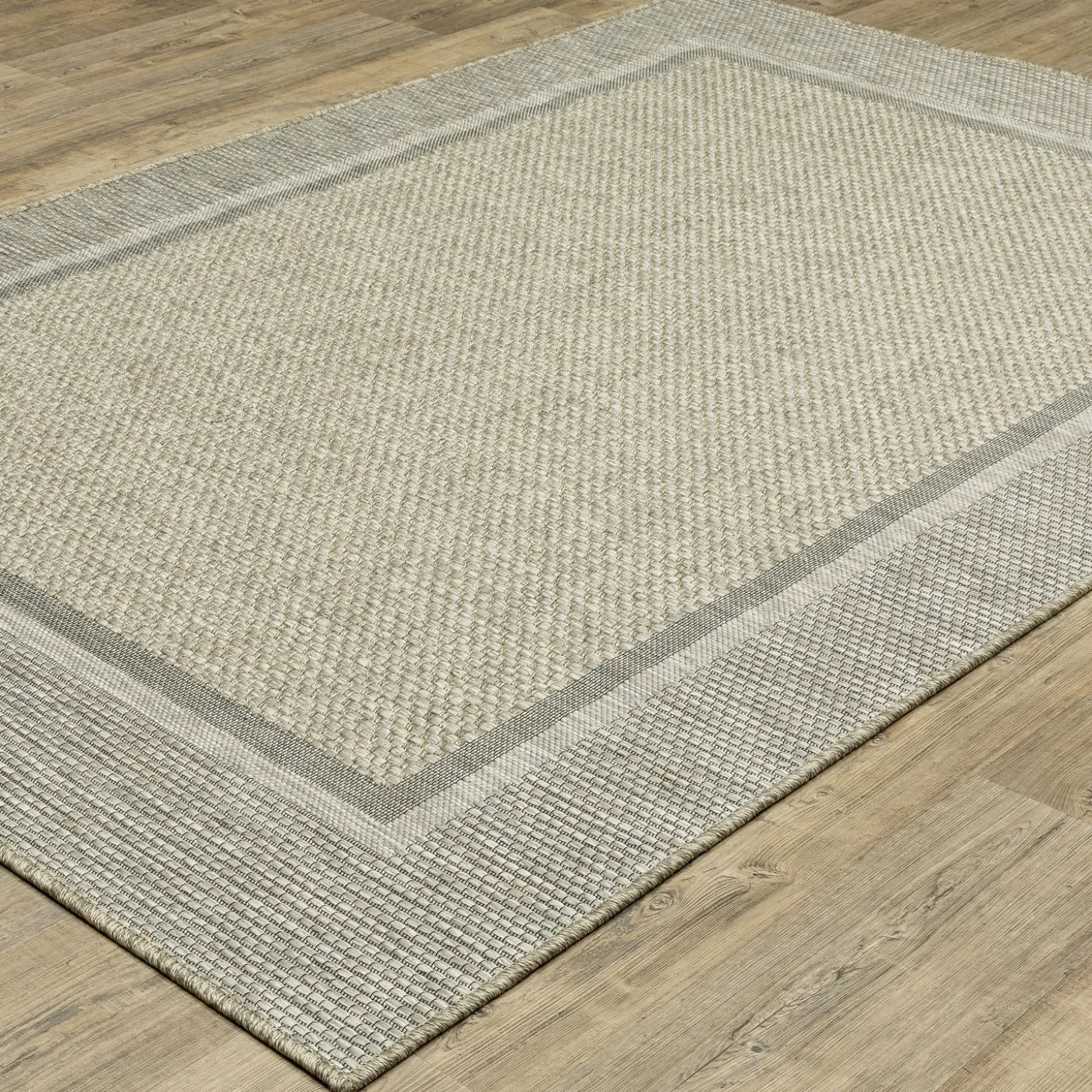 Area Rugs>Plow & Hearth Indoor/Outdoor Yucatan Border Polypropylene Rug, 6'7" x 9'2"