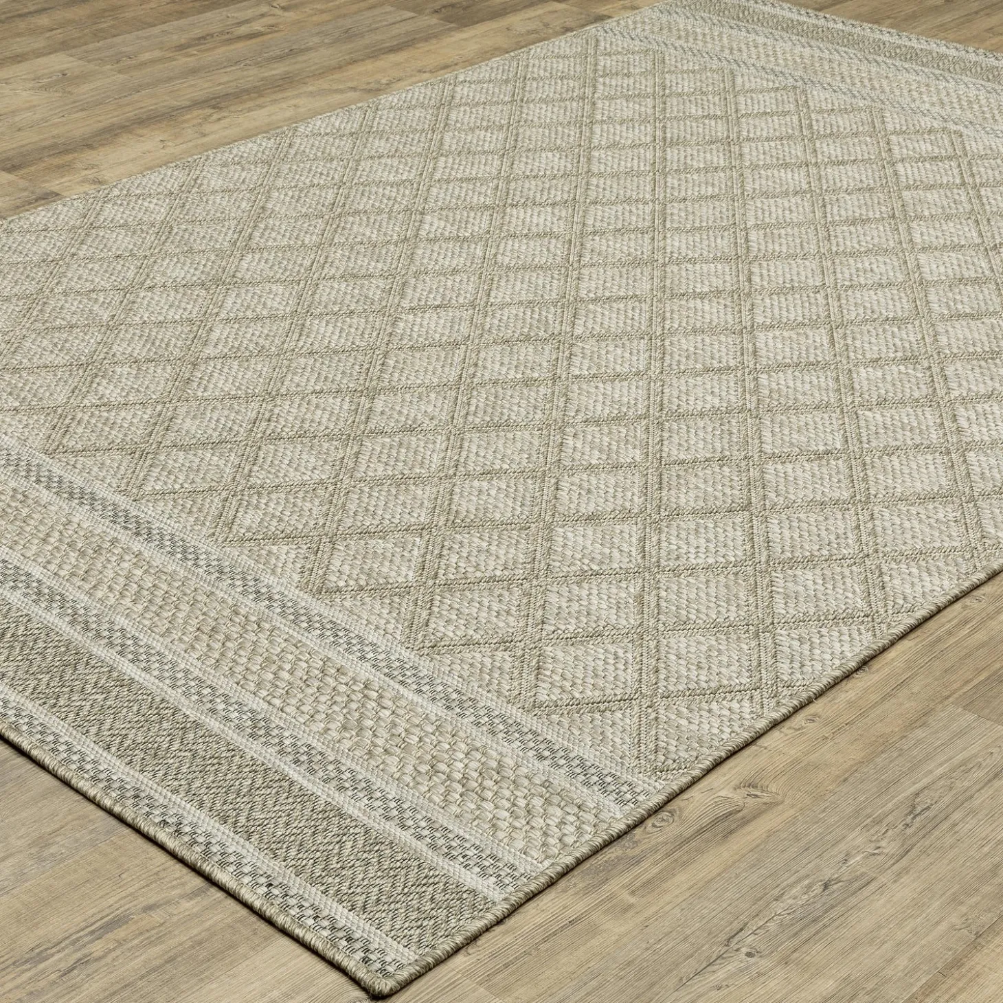 Area Rugs>Plow & Hearth Indoor/Outdoor Yucatan Lattice Polypropylene Rug, 9'10" x 12'10" Beige