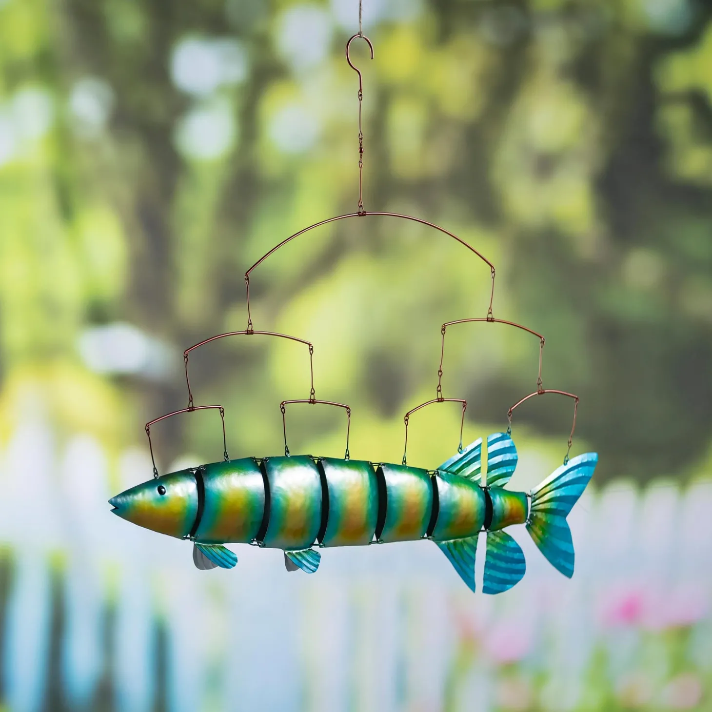 Wind Chimes & Mobiles>Plow & Hearth Iridescent Flying Fish Mobile