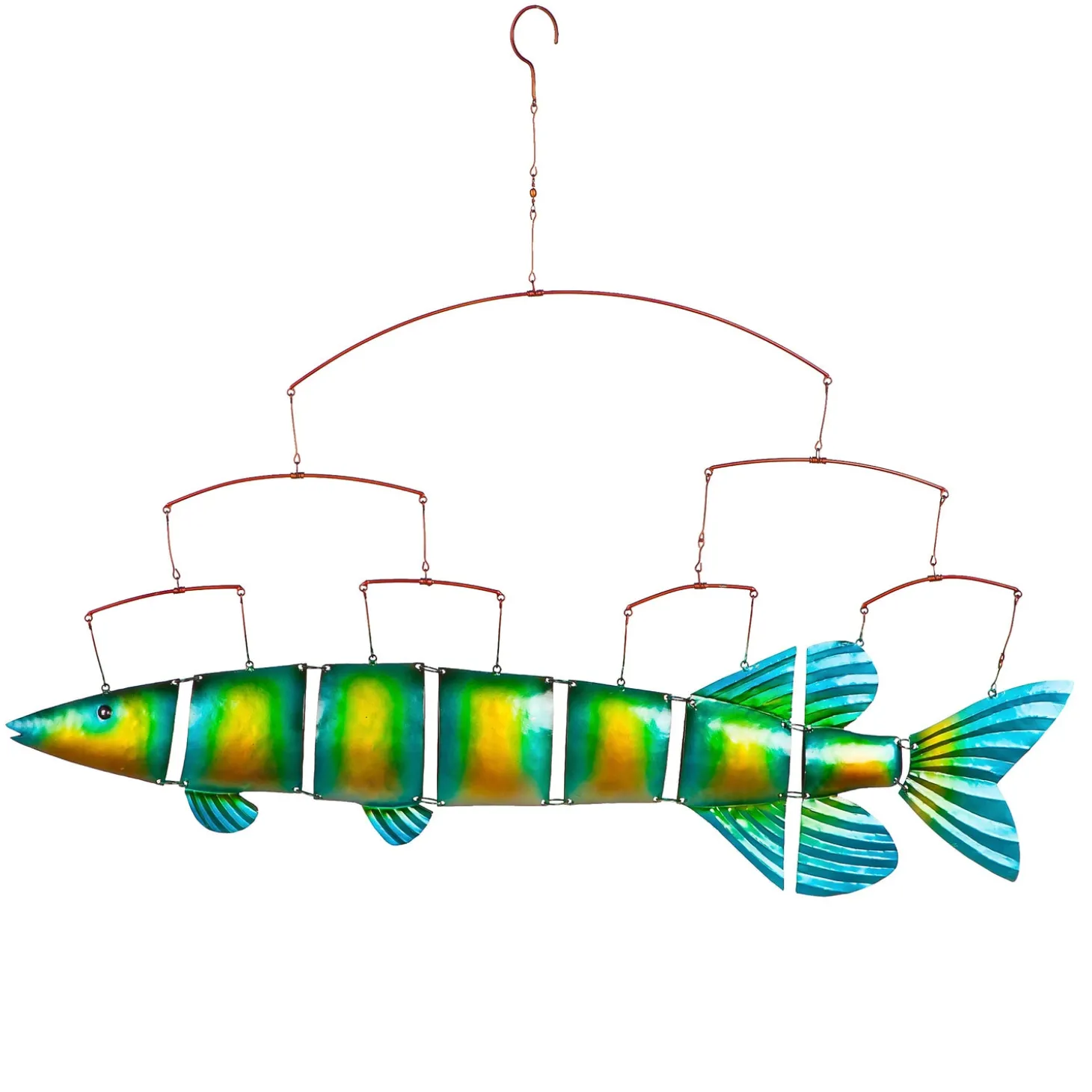 Wind Chimes & Mobiles>Plow & Hearth Iridescent Flying Fish Mobile