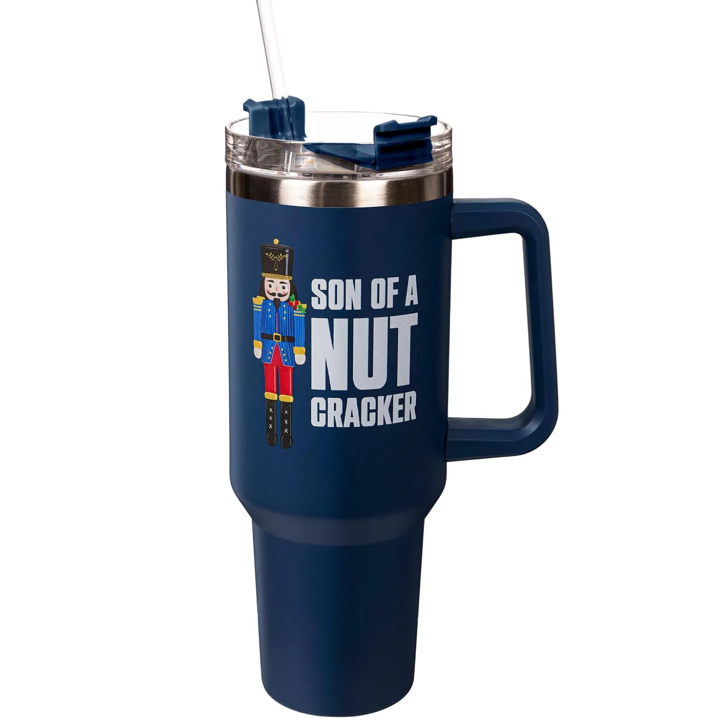 Travel Cups>Plow & Hearth Joyful Traditions Tumbler Stainless-Steel Canyon Cup w/ Straw, Son Of A Nutcracker, 40oz, Gift Box